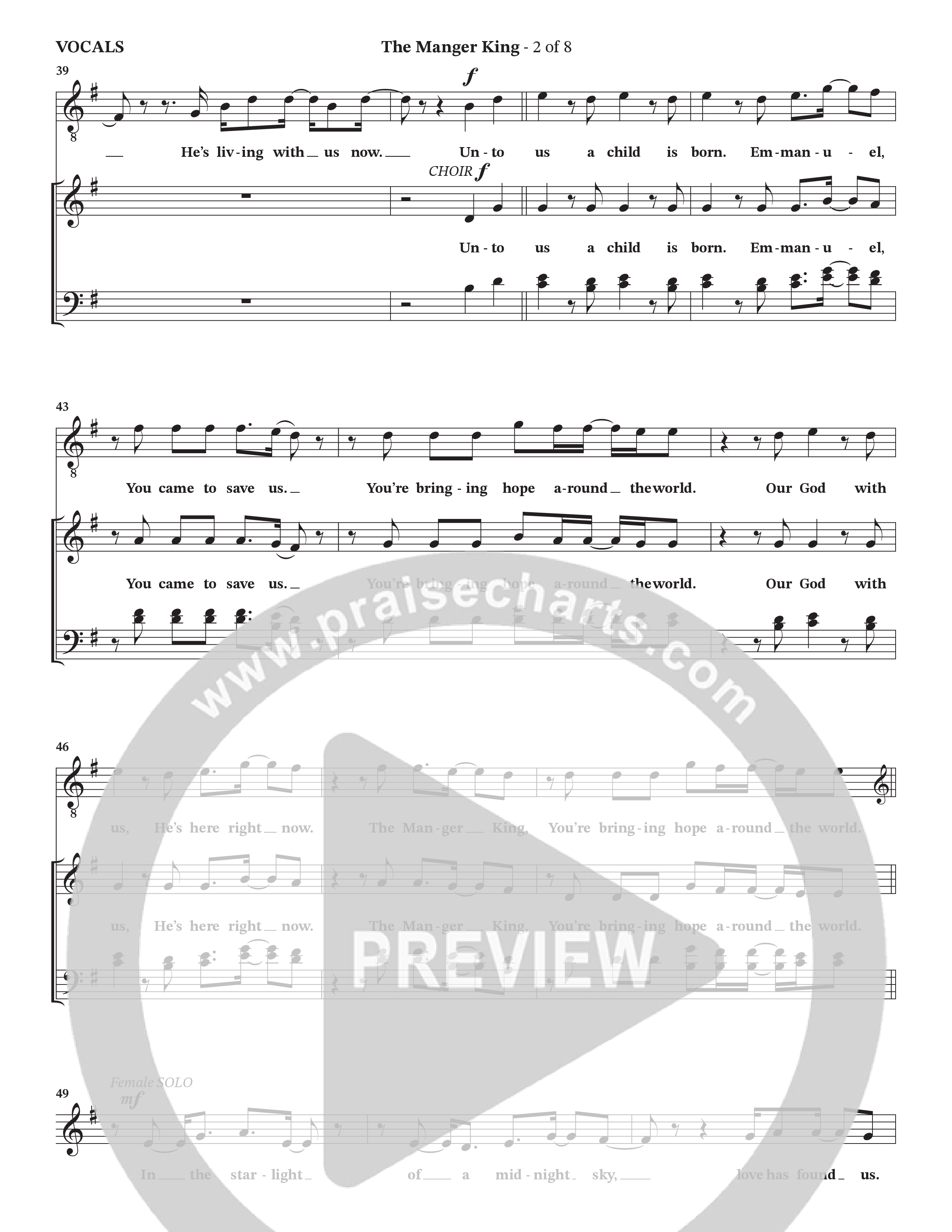 The Manger King (Choral Anthem SATB) Choir Sheet (Prestonwood Worship / Arr. Jonathan Walker)