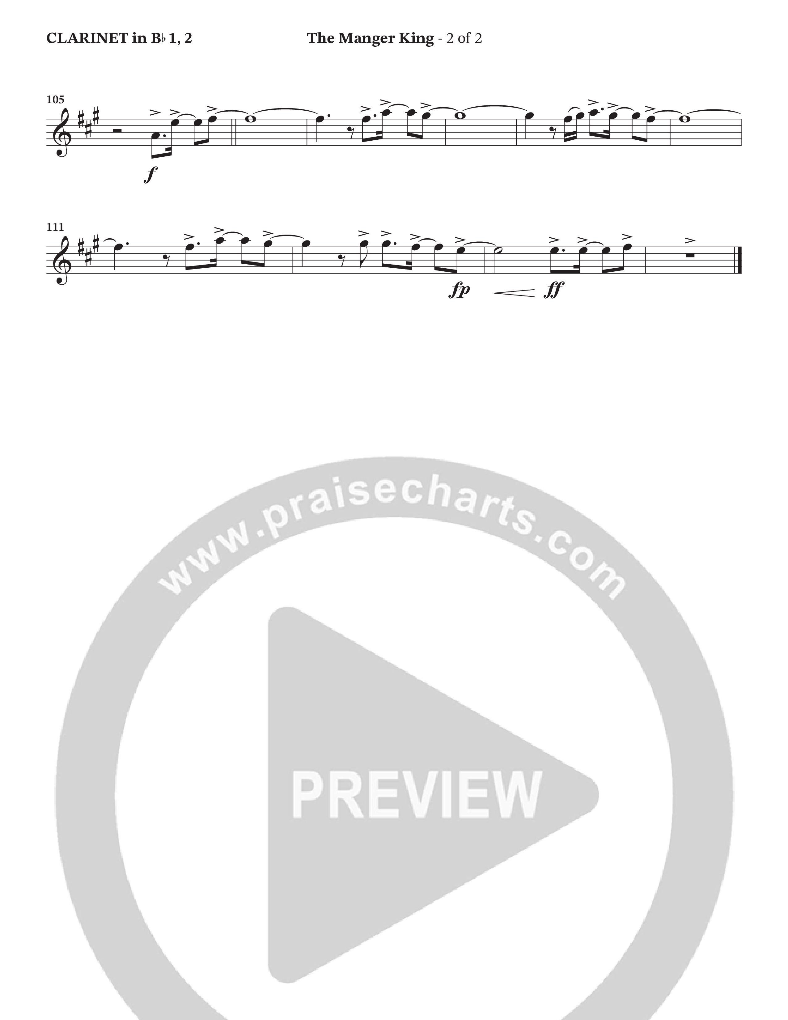 The Manger King (Choral Anthem SATB) Clarinet 1/2 (Prestonwood Worship / Arr. Jonathan Walker)
