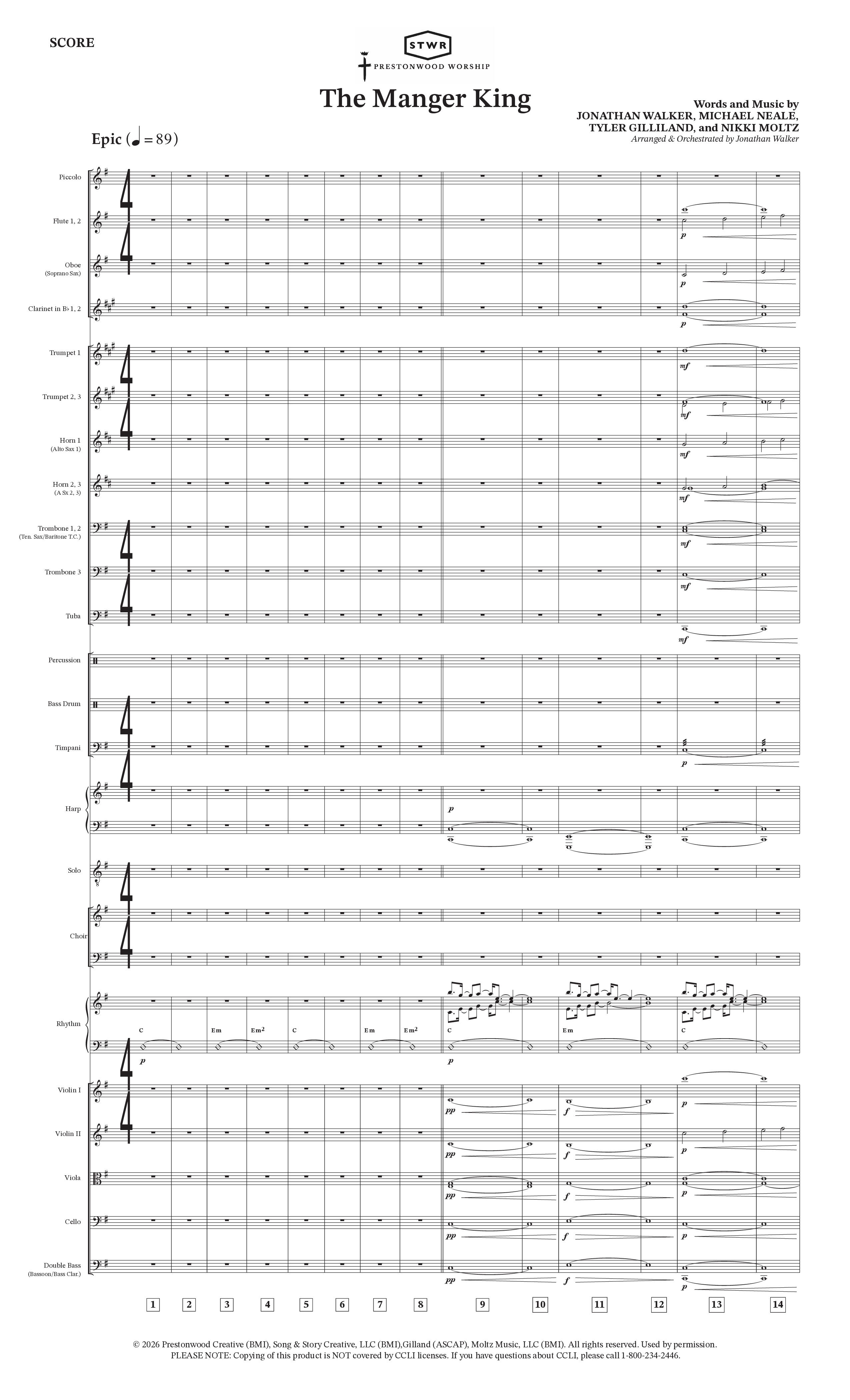 The Manger King (Choral Anthem SATB) Conductor's Score (Prestonwood Worship / Arr. Jonathan Walker)