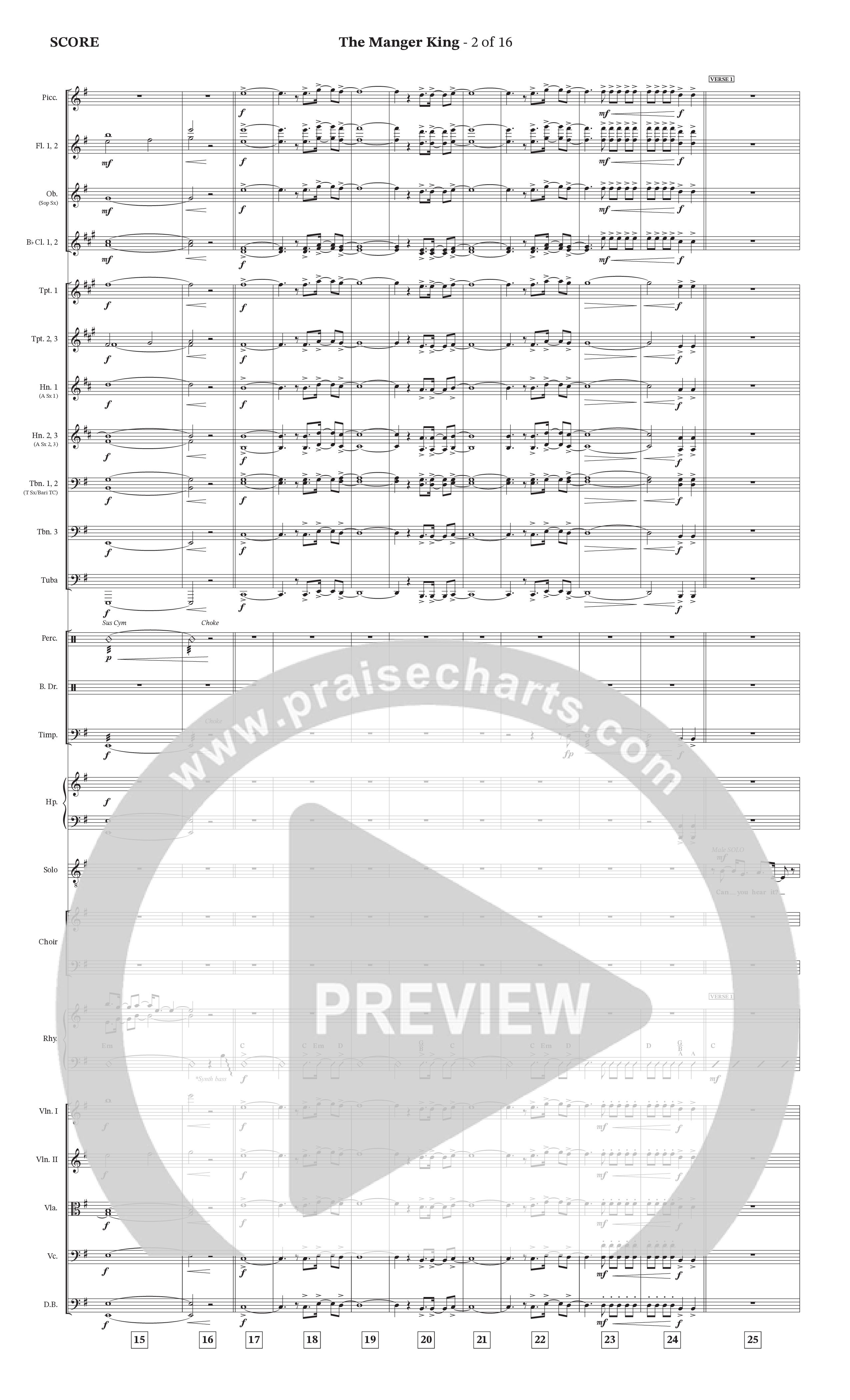 The Manger King (Choral Anthem SATB) Conductor's Score (Prestonwood Worship / Arr. Jonathan Walker)