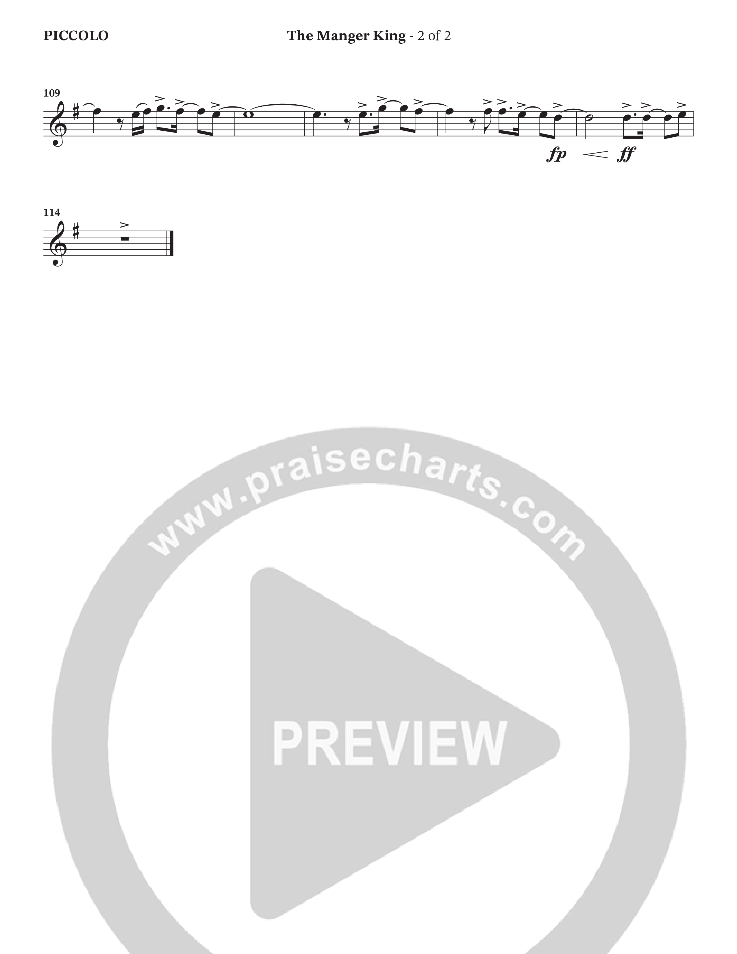 The Manger King (Choral Anthem SATB) Flute/Piccolo (Prestonwood Worship / Arr. Jonathan Walker)