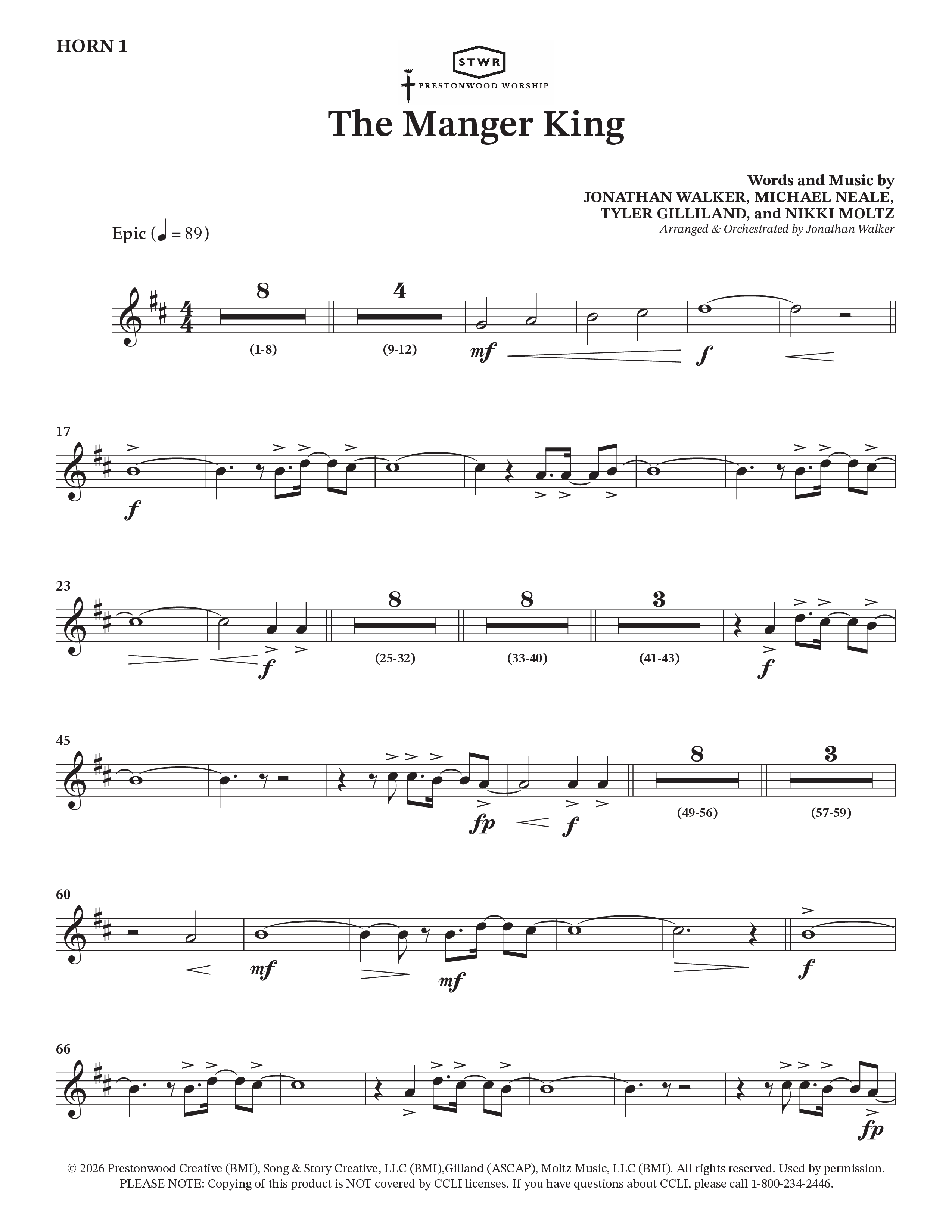The Manger King (Choral Anthem SATB) Brass Pack (Prestonwood Worship / Arr. Jonathan Walker)