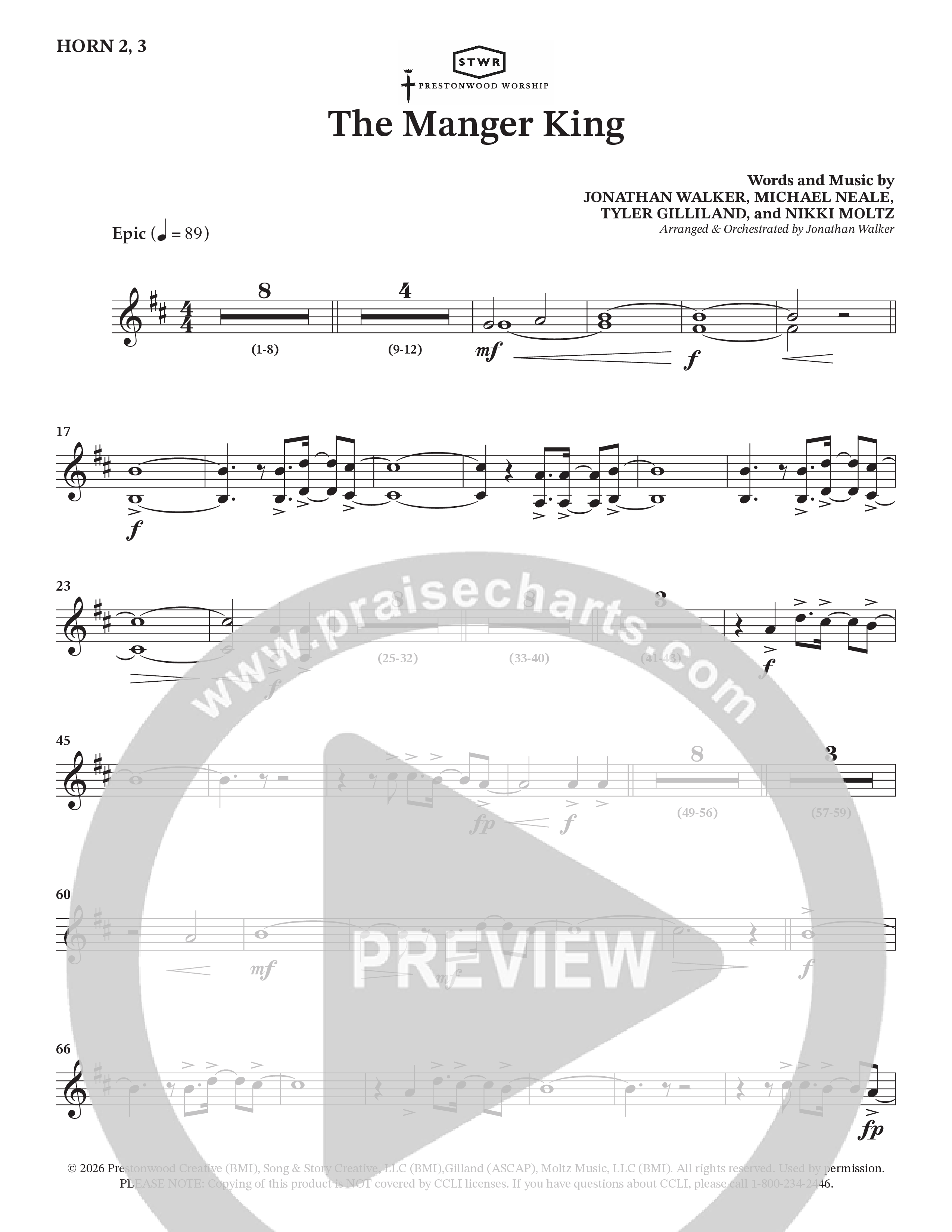 The Manger King (Choral Anthem SATB) Brass Pack (Prestonwood Worship / Arr. Jonathan Walker)
