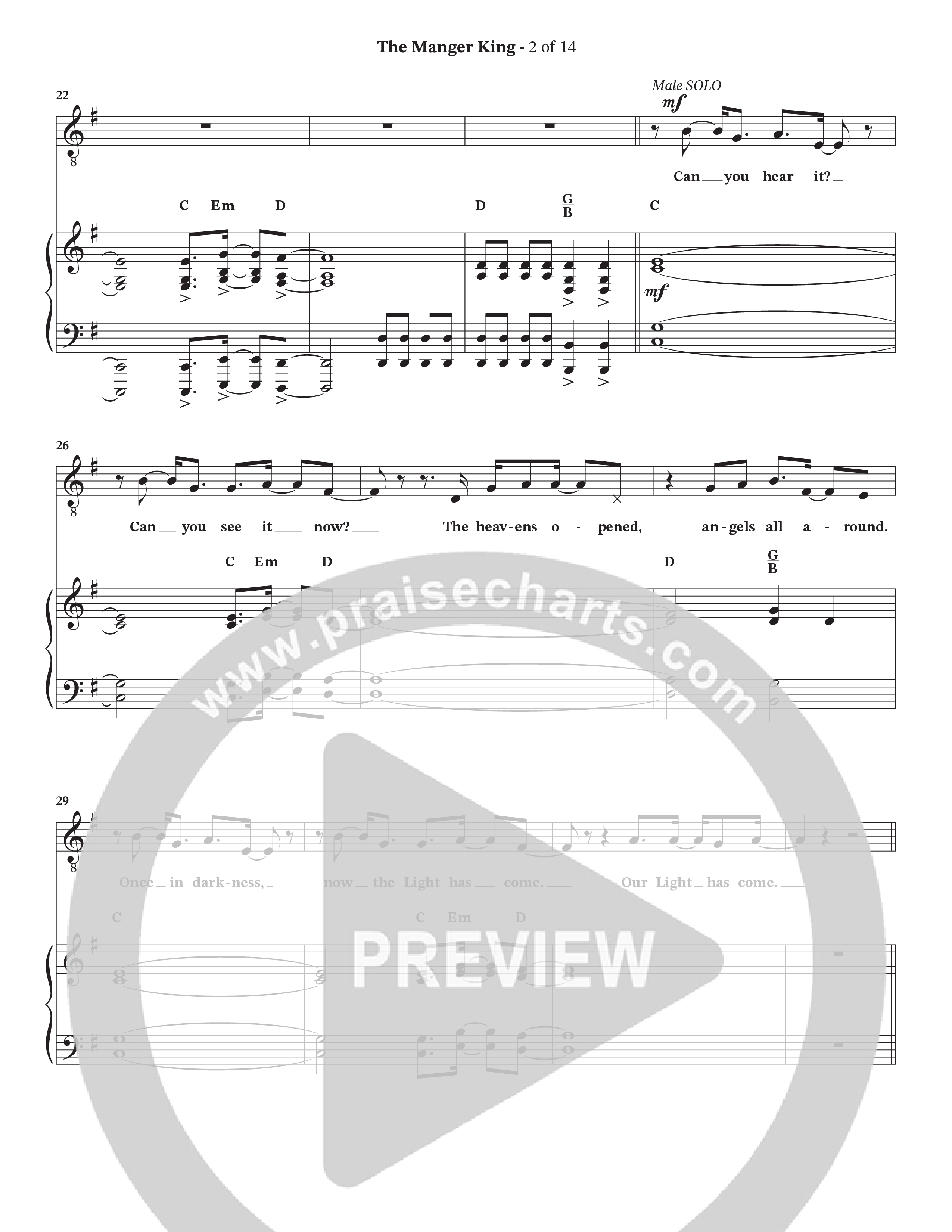 The Manger King (Choral Anthem SATB) Piano/Vocal Pack (Prestonwood Worship / Arr. Jonathan Walker)