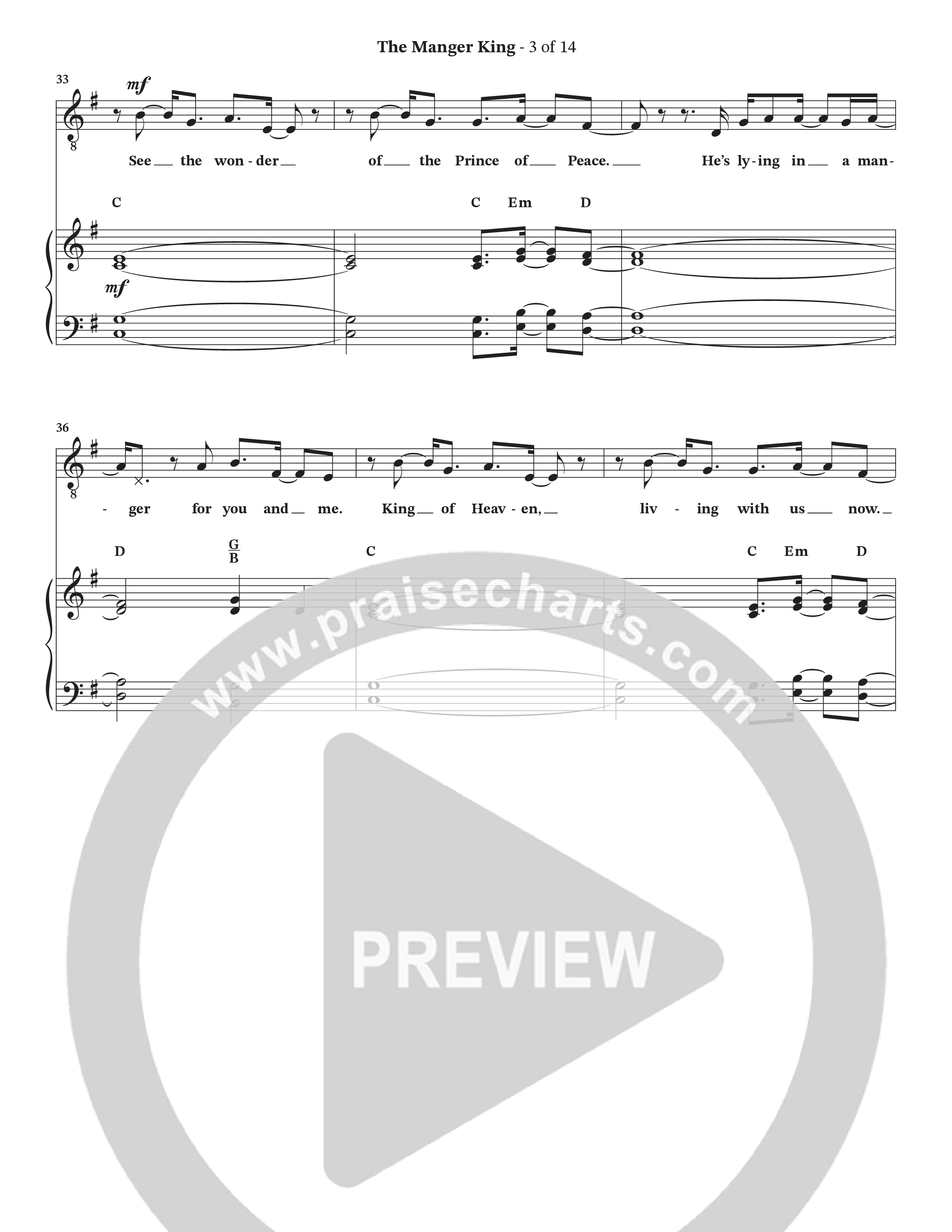 The Manger King (Choral Anthem SATB) Piano/Vocal Pack (Prestonwood Worship / Arr. Jonathan Walker)