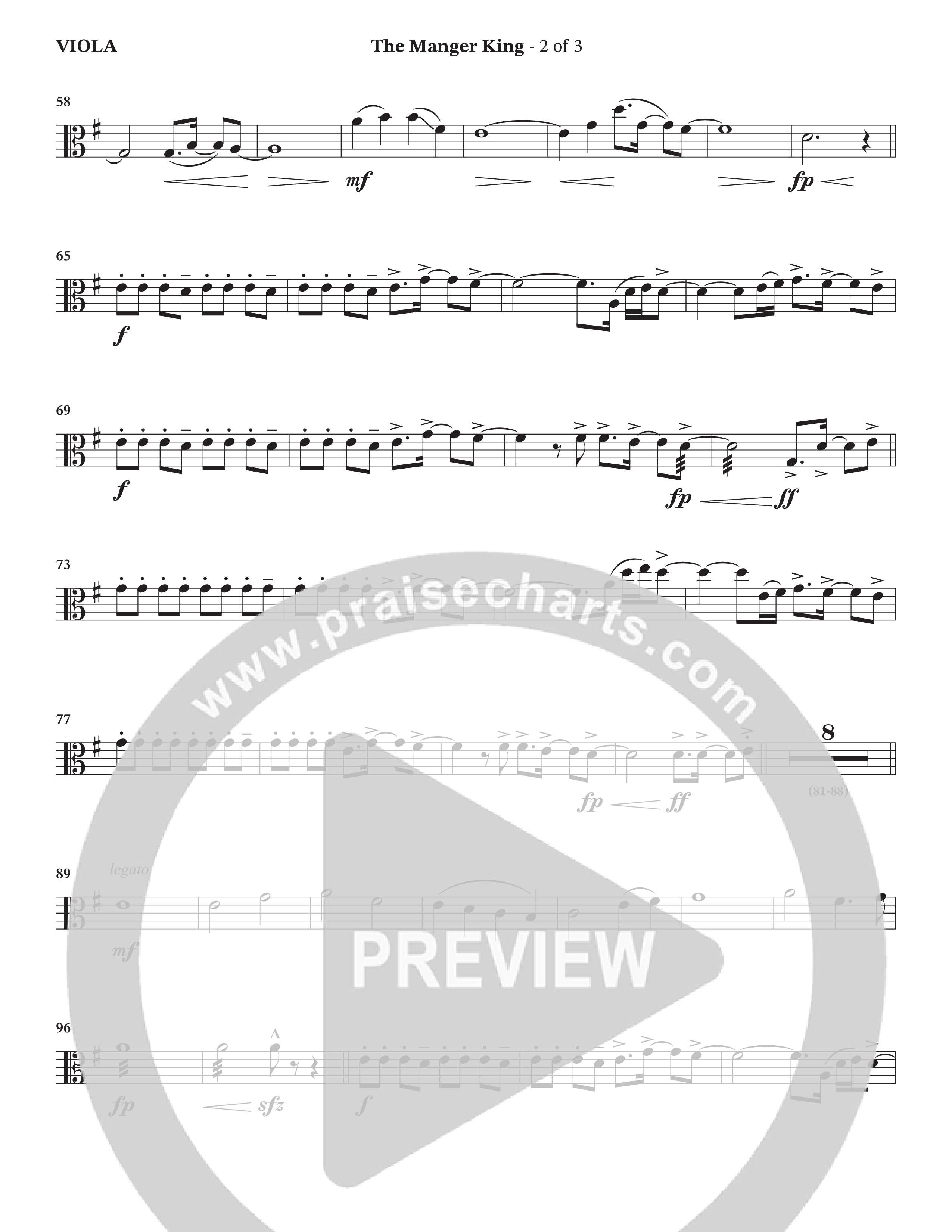 The Manger King (Choral Anthem SATB) Viola (Prestonwood Worship / Arr. Jonathan Walker)