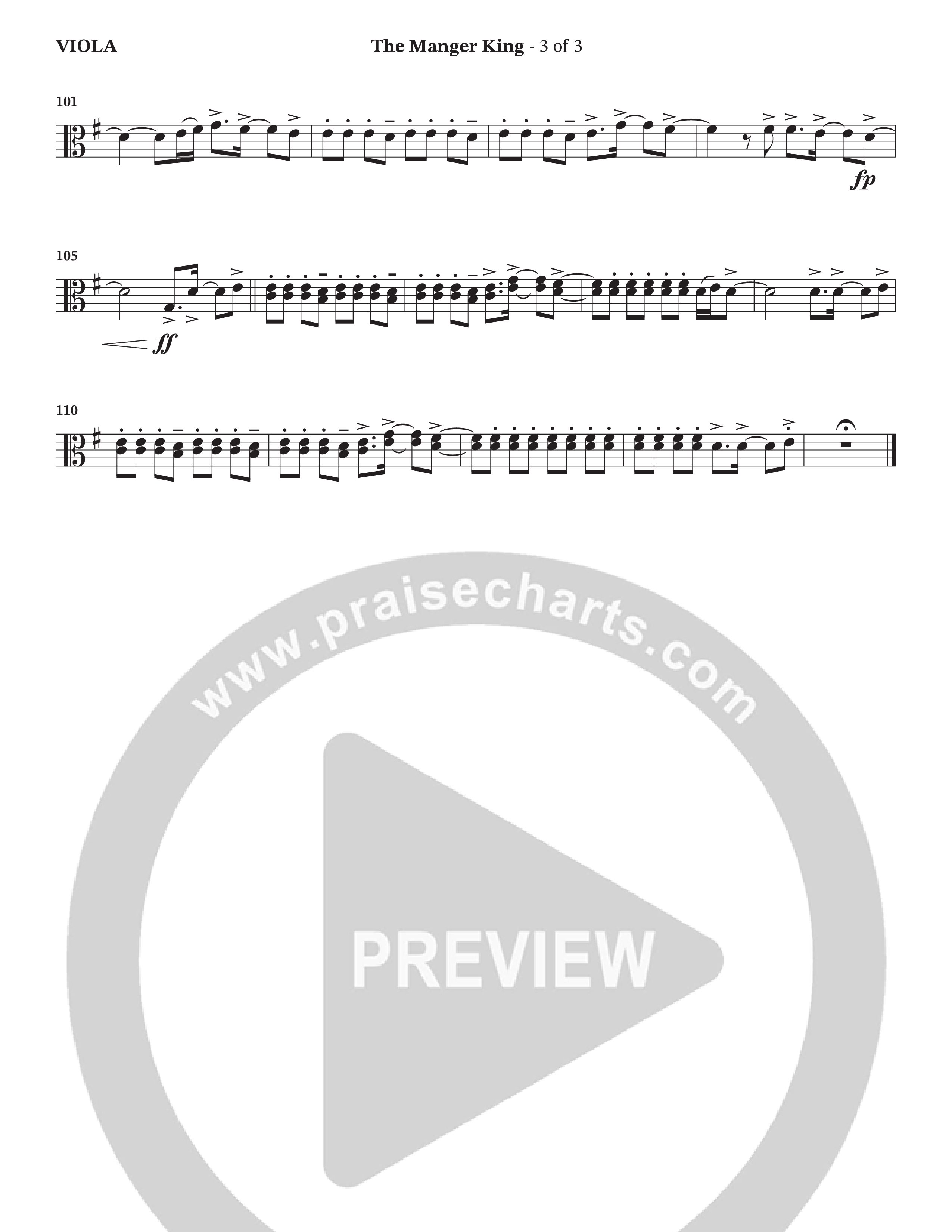 The Manger King (Choral Anthem SATB) Viola (Prestonwood Worship / Arr. Jonathan Walker)
