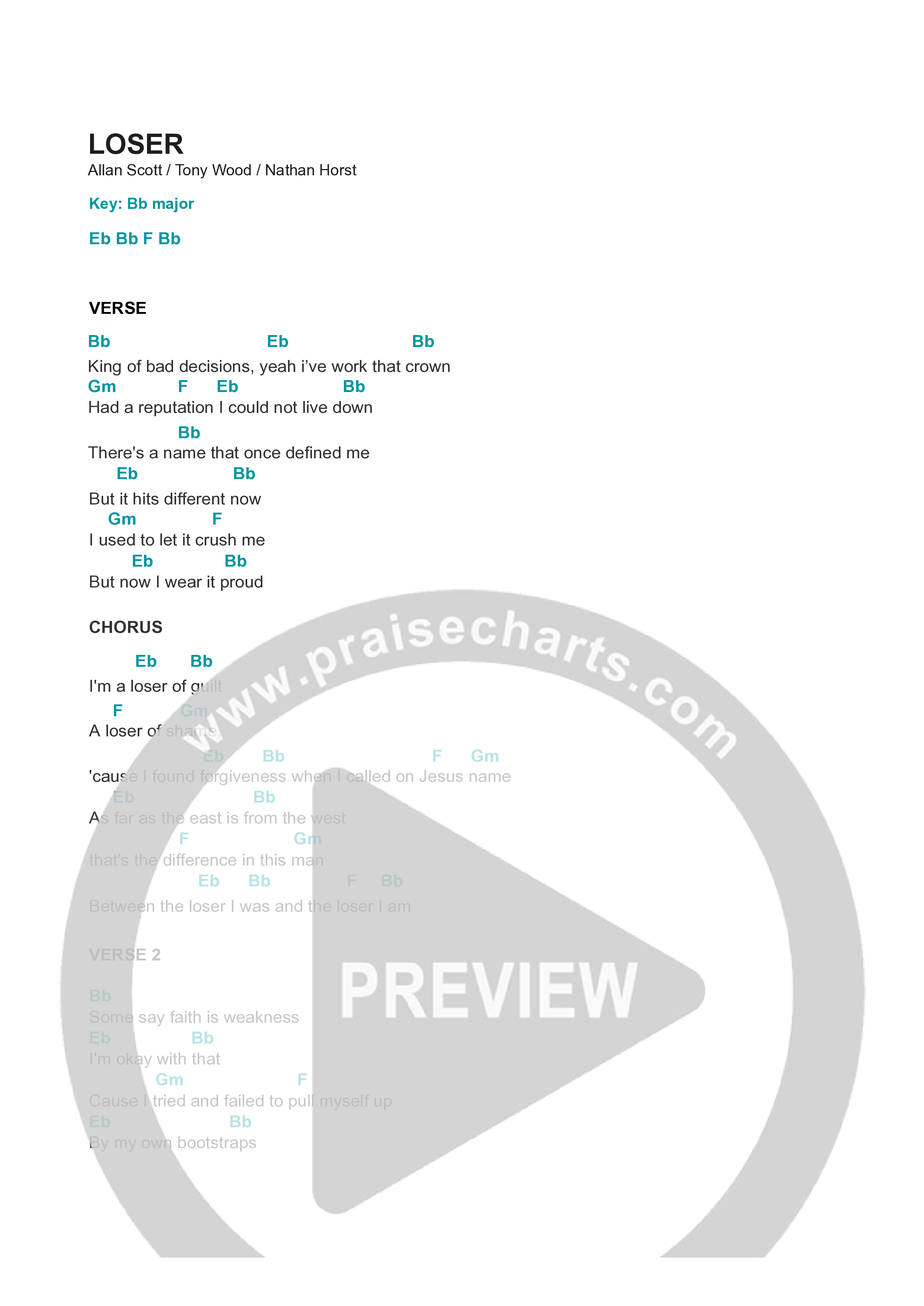 Loser Chord Chart (Allan Scott)