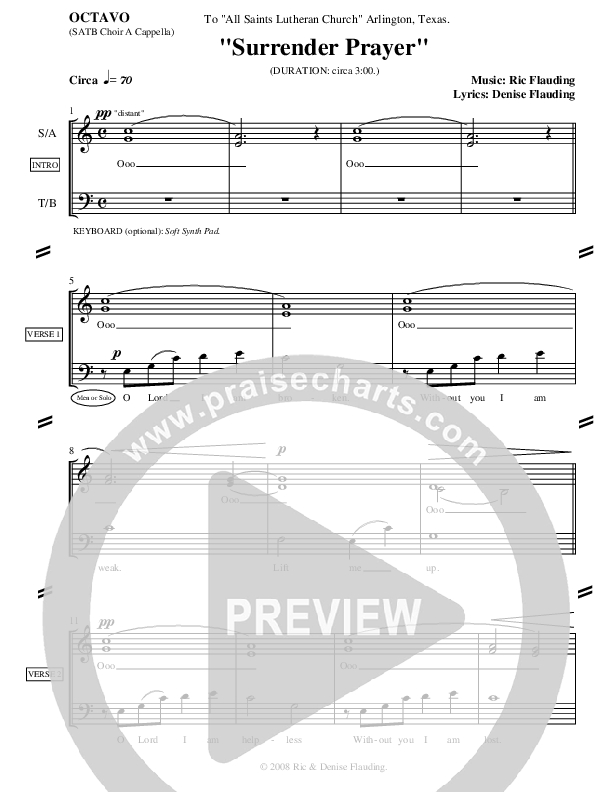 Surrender Prayer Lead Sheet (Ric Flauding)