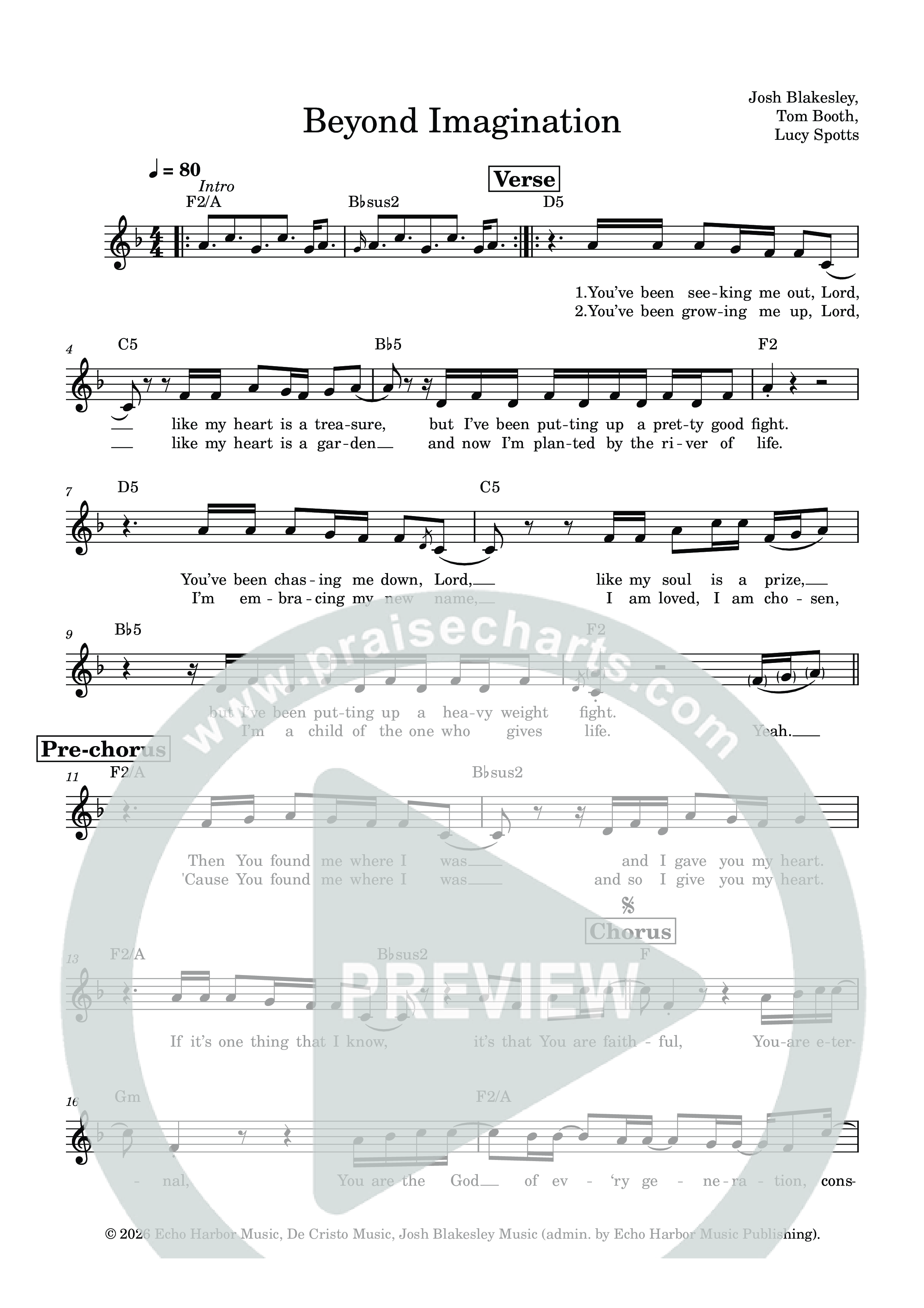 Beyond Imagination Lead Sheet Melody (Echo Harbor Worship / Lucy Spotts)