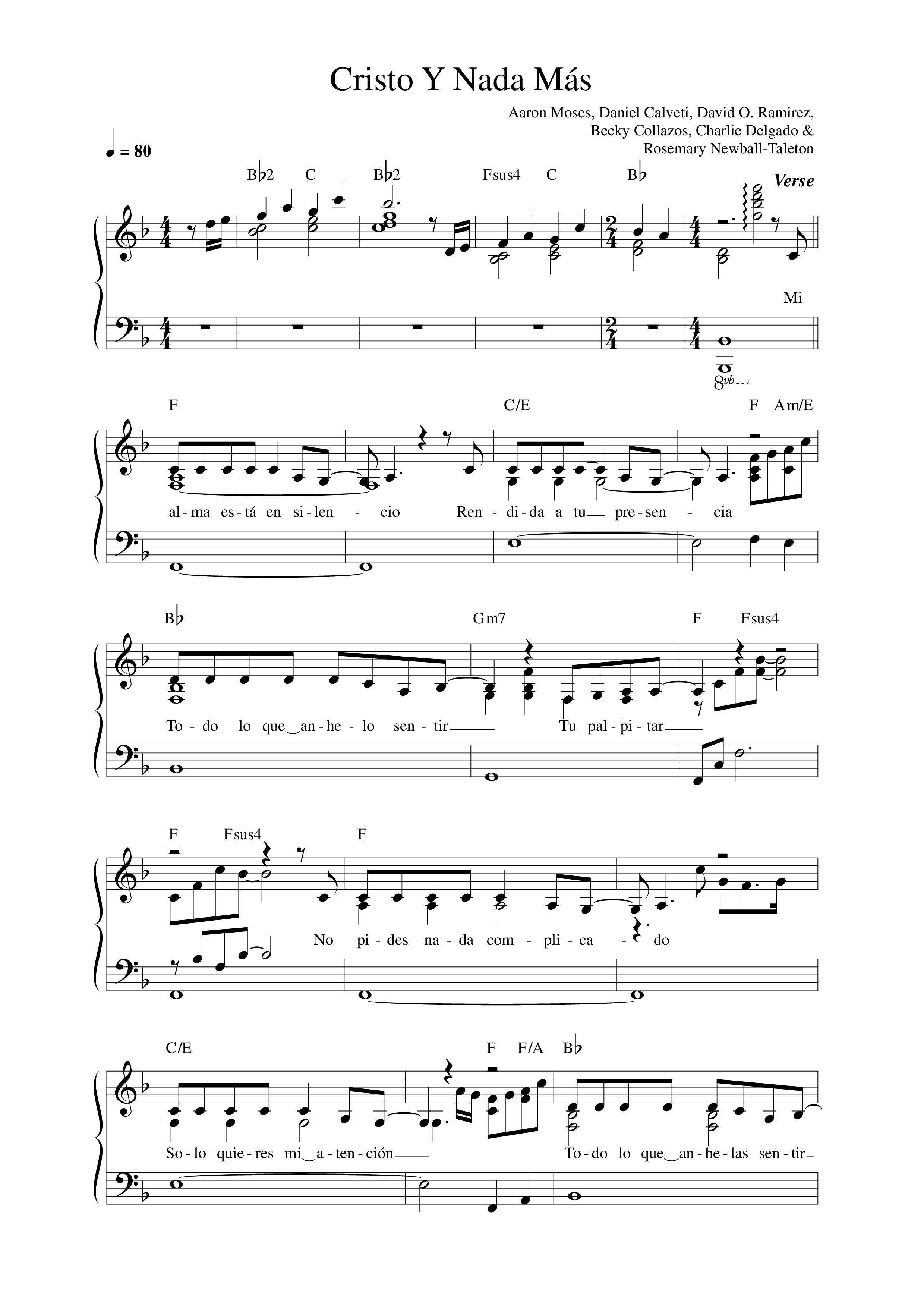 Cristo Y Nada Más Lead Sheet Melody (Aline Barros)