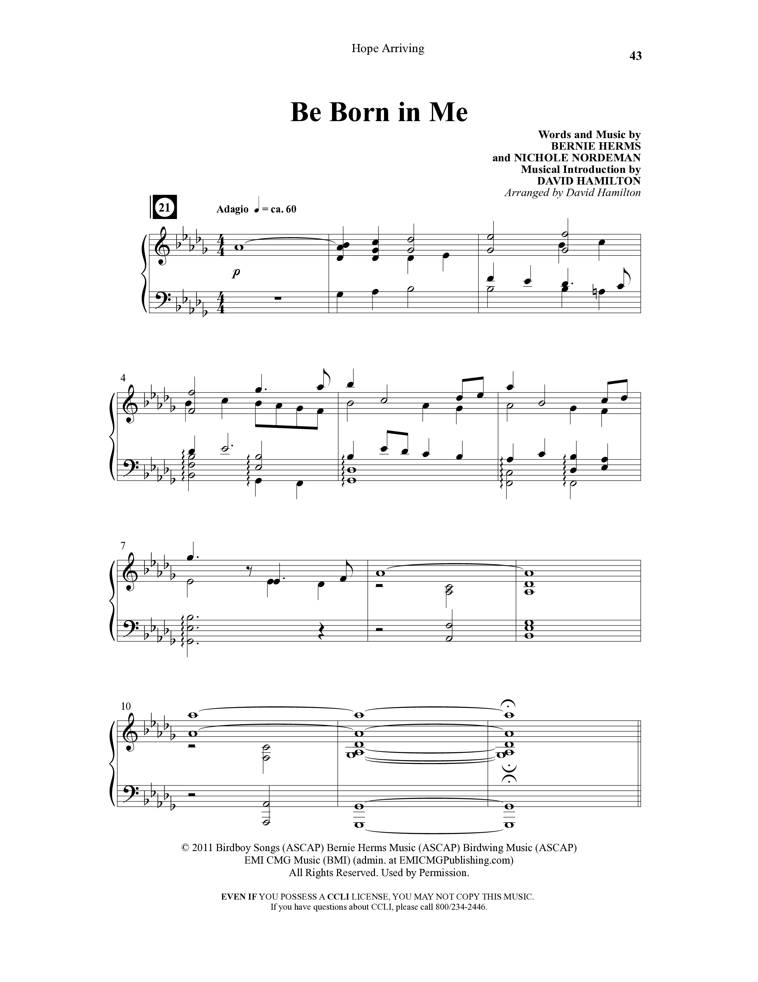 Hope Arriving (6 Song Choral Collection) Song 5 (Piano SATB) (Word Music Choral / Arr. David Hamilton)