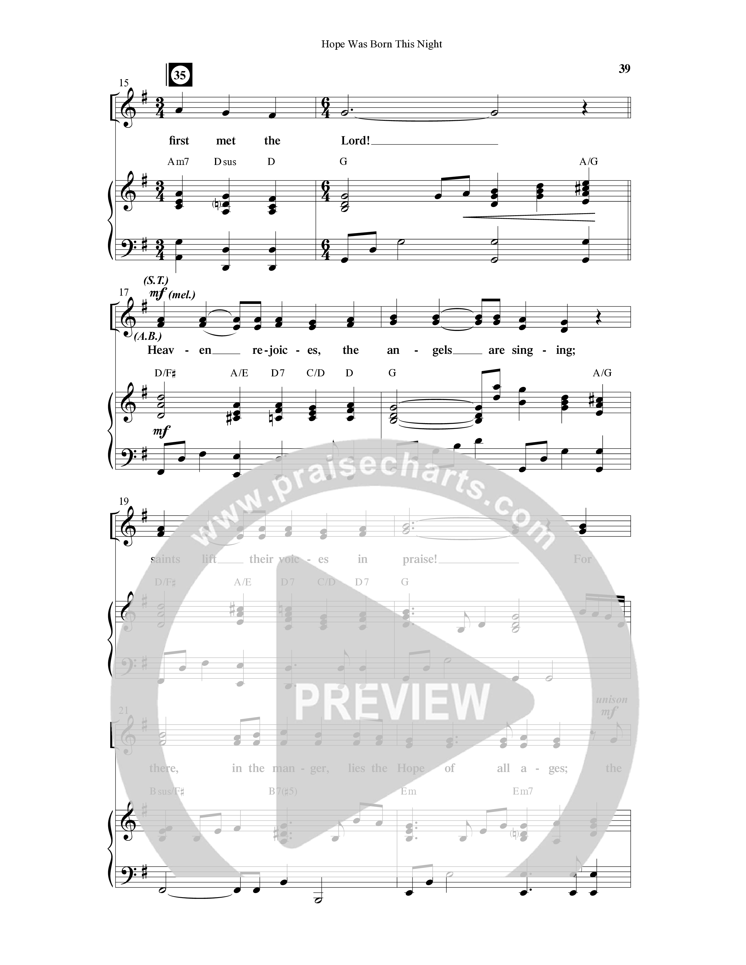 Hope Was Born This Night (6 Song Choral Collection) Song 5 (Piano SATB) (Word Music Choral)