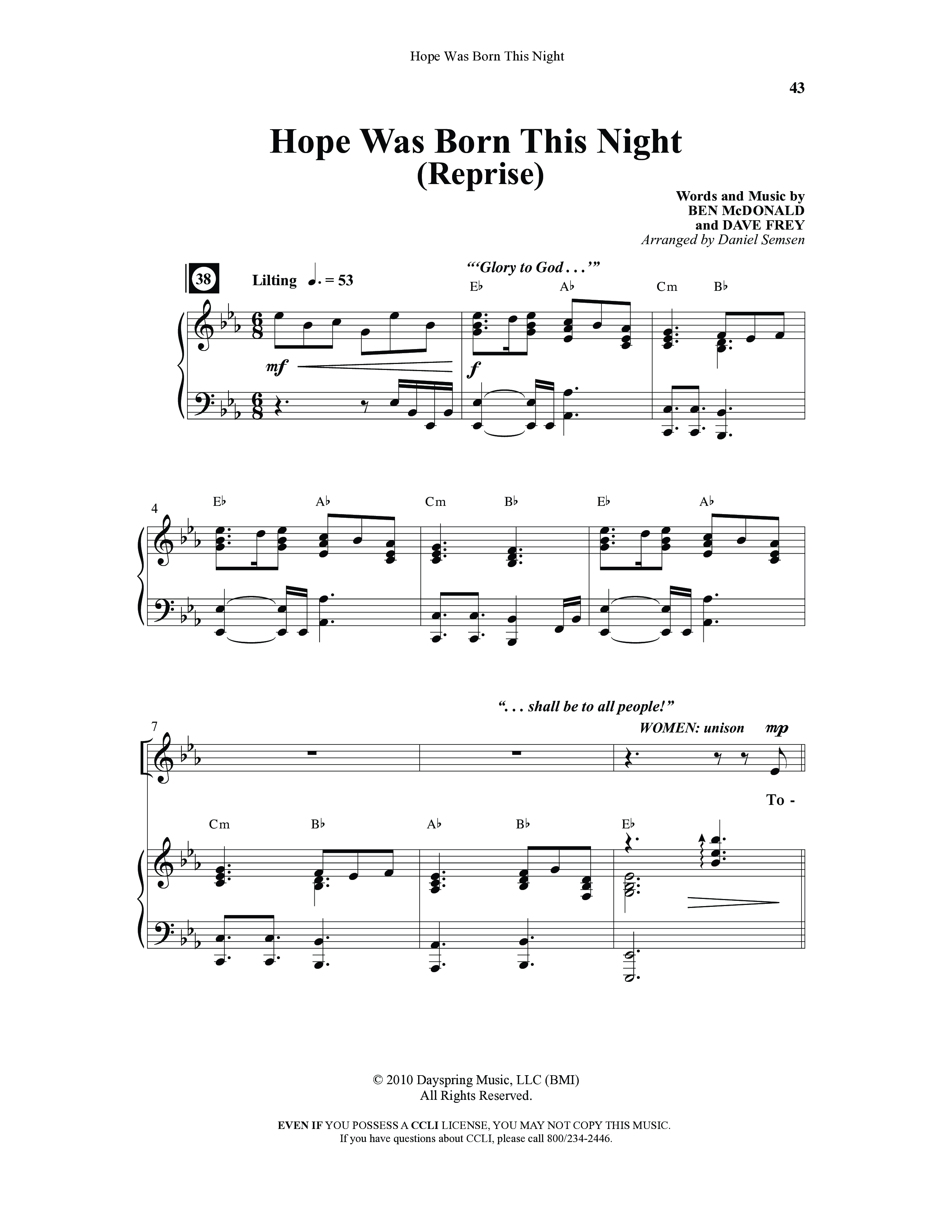Hope Was Born This Night (6 Song Choral Collection) Song 6 (Piano SATB) (Word Music Choral)