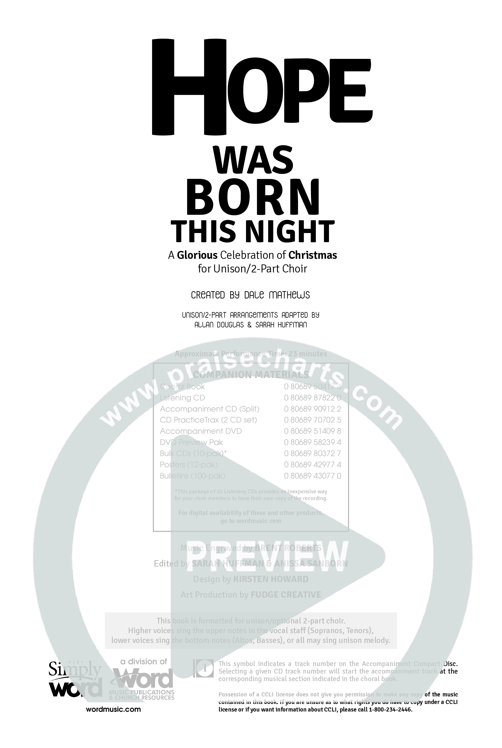 Hope Was Born This Night (6 Song Choral Collection) Choral Book (Word Music Choral)