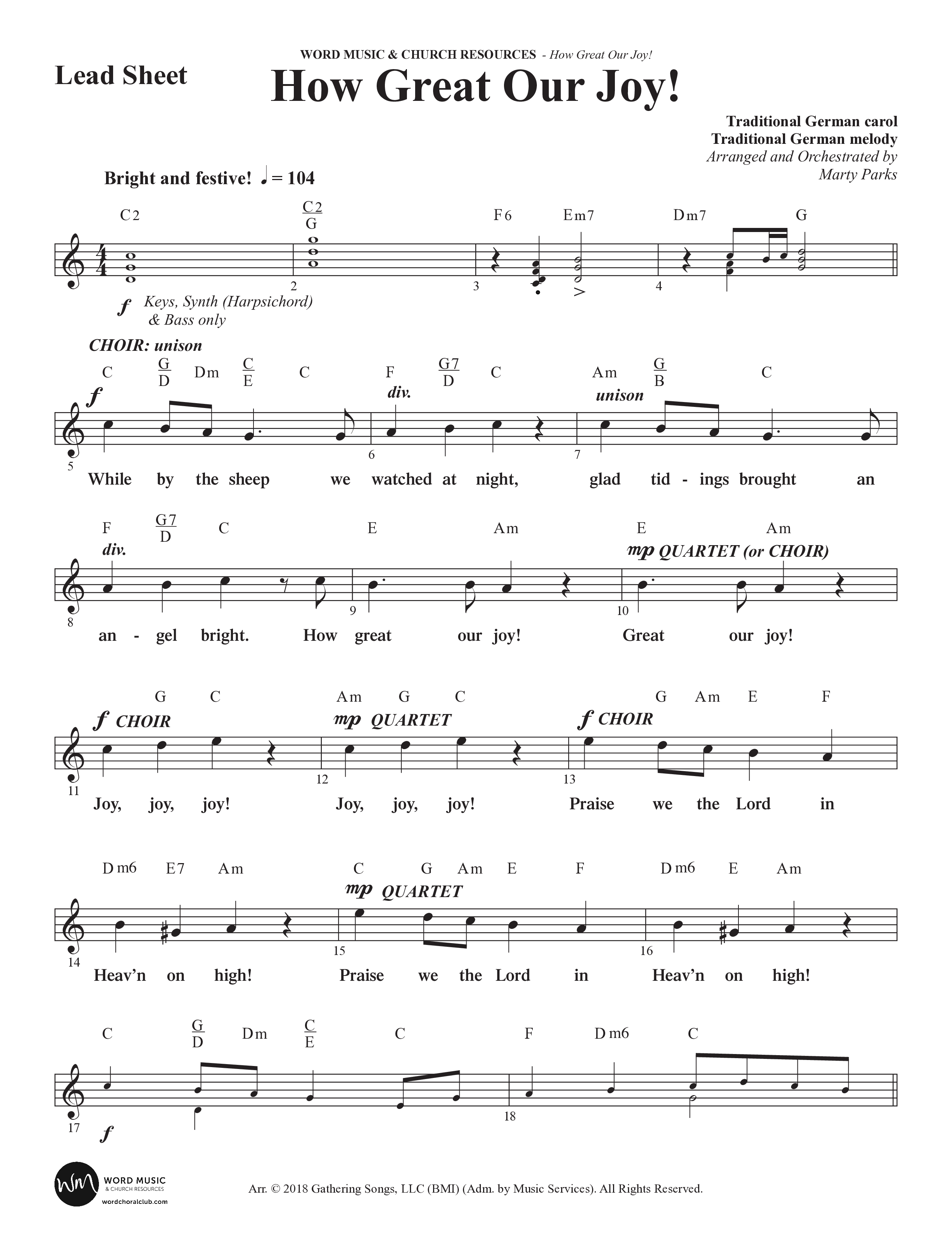 How Great Our Joy (10 Song Choral Collection) Lead & Chords Collection (Word Music Choral / Arr. Marty Parks)