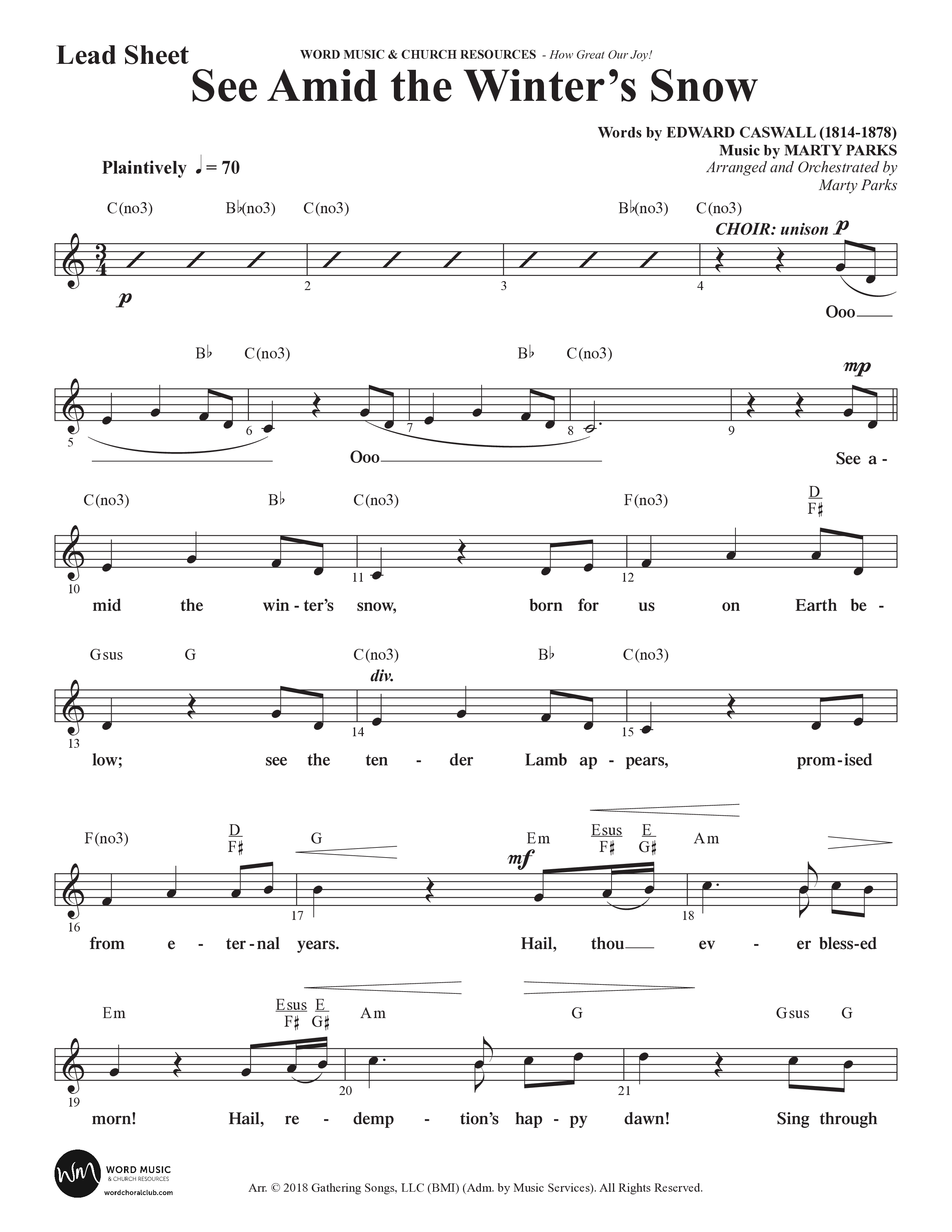How Great Our Joy (10 Song Choral Collection) Song 6 (Lead & Chords) (Word Music Choral / Arr. Marty Parks)