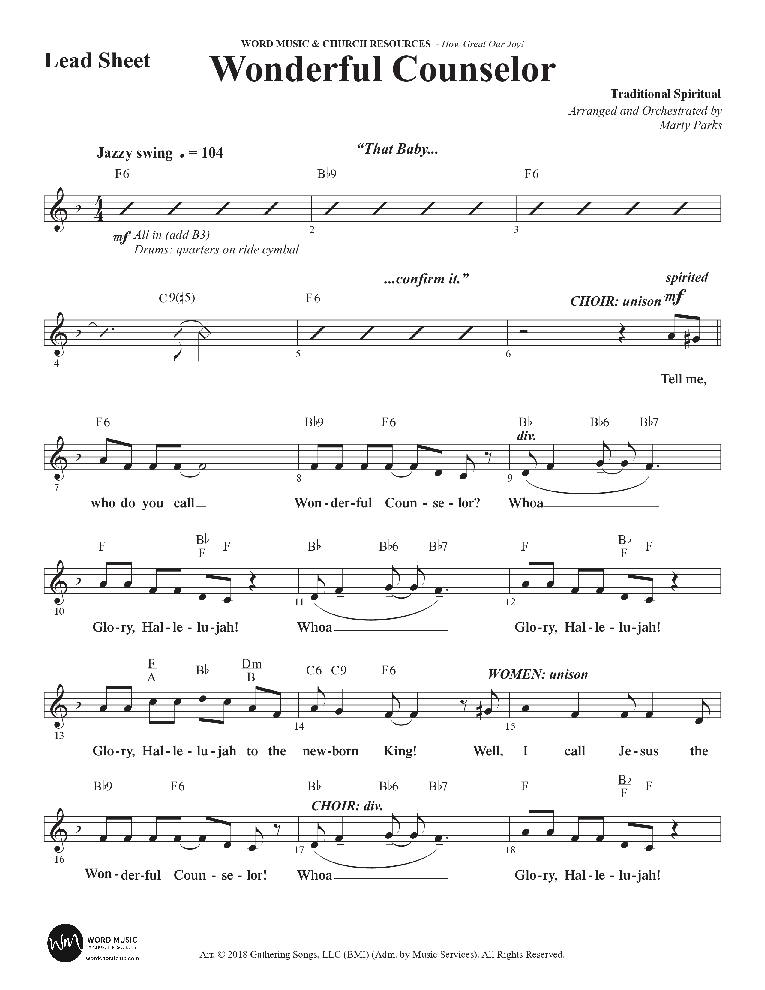 How Great Our Joy (10 Song Choral Collection) Song 7 (Lead & Chords) (Word Music Choral / Arr. Marty Parks)