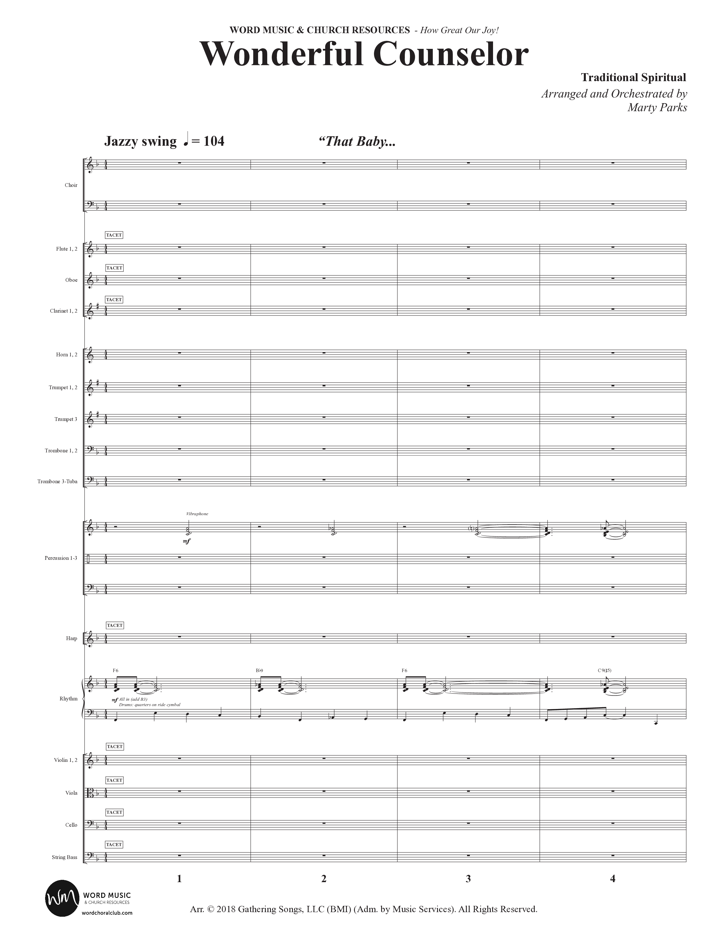 How Great Our Joy (10 Song Choral Collection) Song 7 (Orchestration) (Word Music Choral / Arr. Marty Parks)