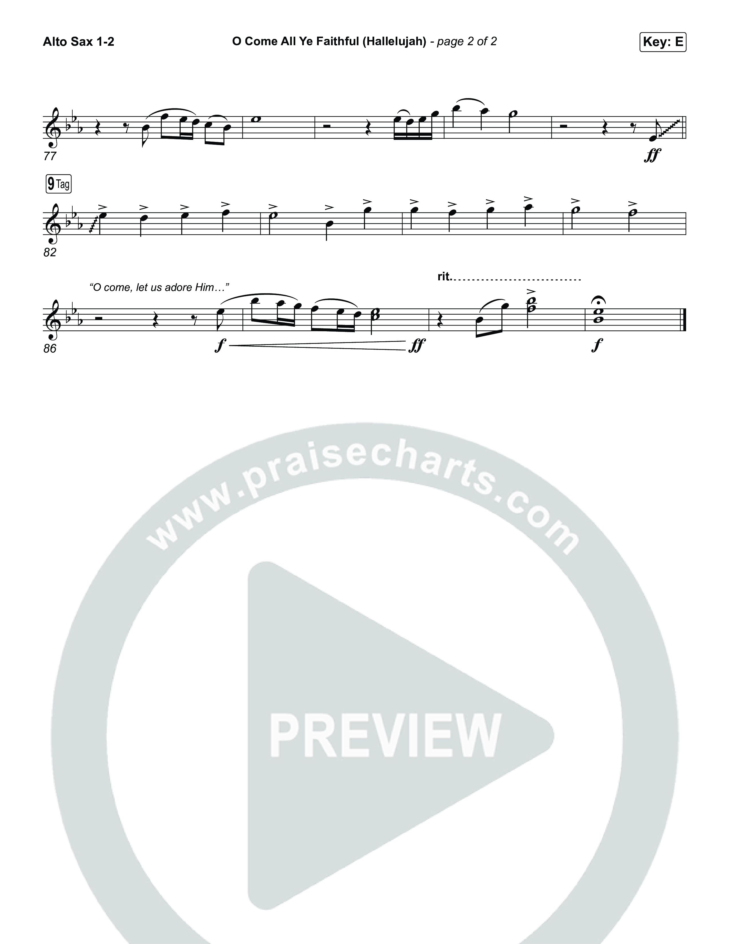 O Come All Ye Faithful (Hallelujah) (Choral Anthem SATB) Alto Sax 1,2 (Charity Gayle / Arr. Luke Gambill)