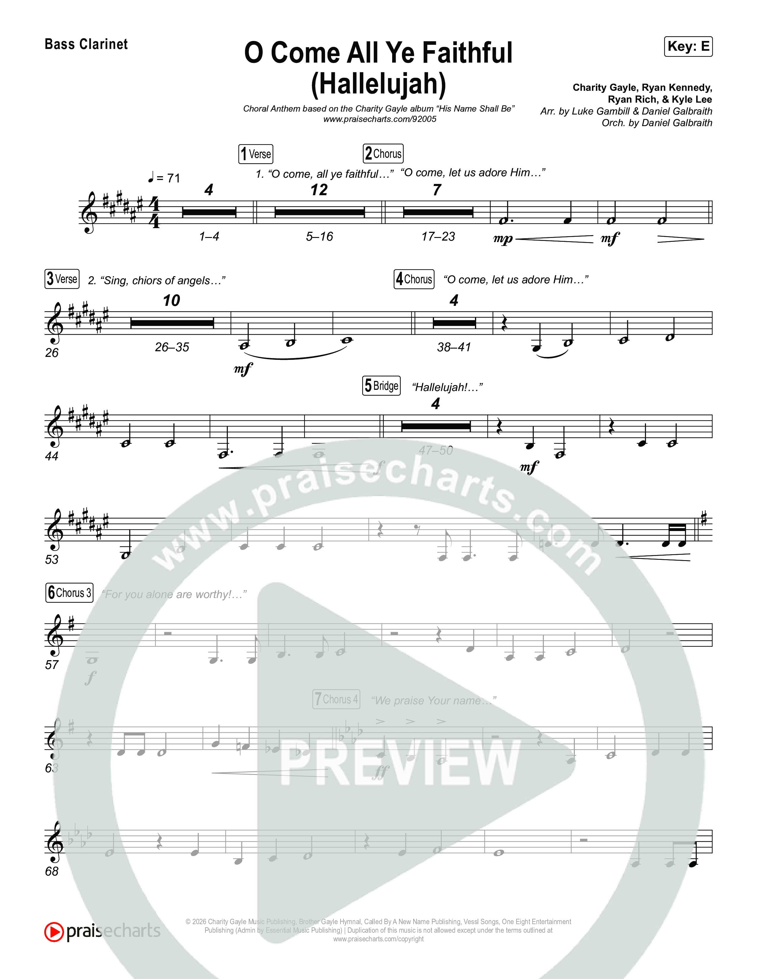 O Come All Ye Faithful (Hallelujah) (Choral Anthem SATB) Clarinet 1,2 (Charity Gayle / Arr. Luke Gambill)