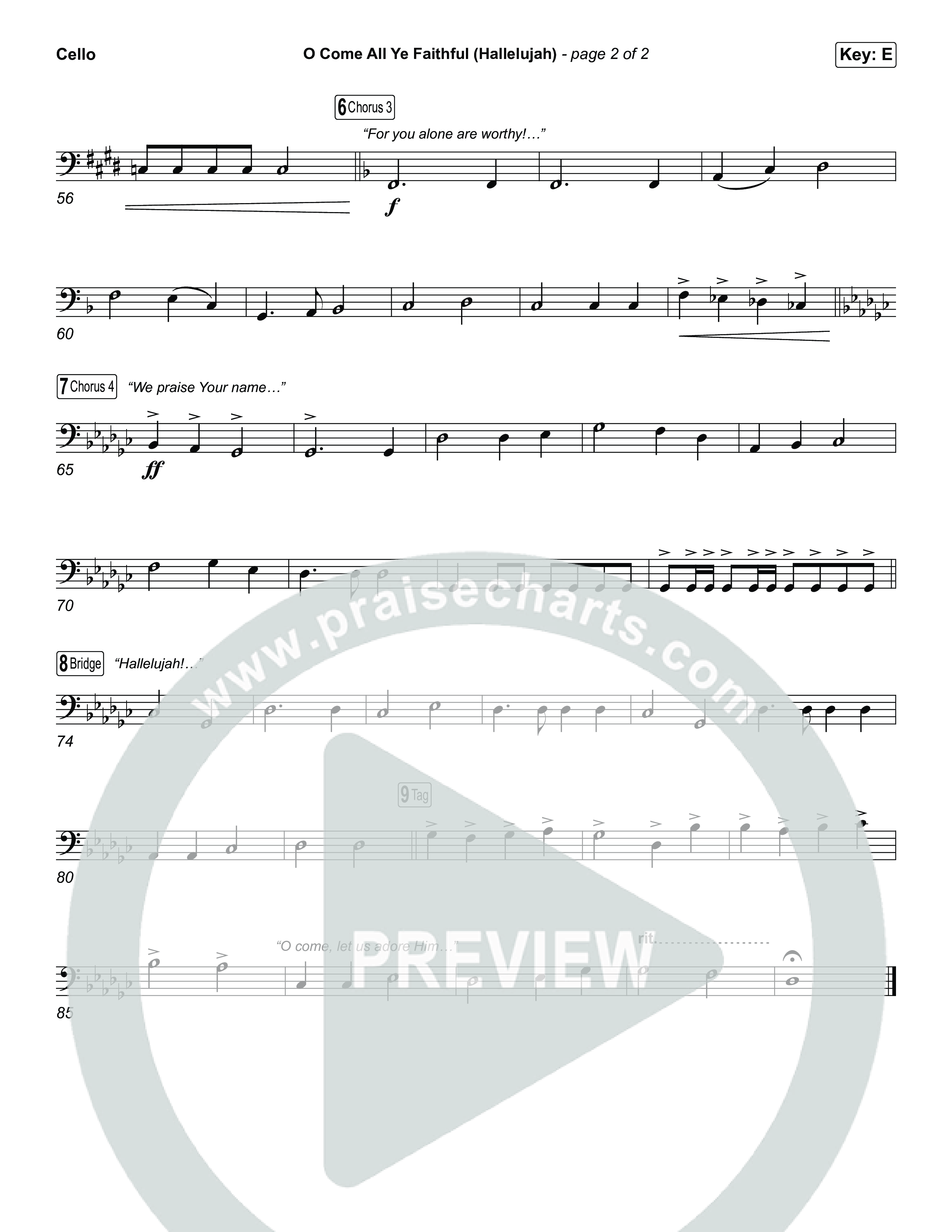 O Come All Ye Faithful (Hallelujah) (Choral Anthem SATB) Cello (Charity Gayle / Arr. Luke Gambill)