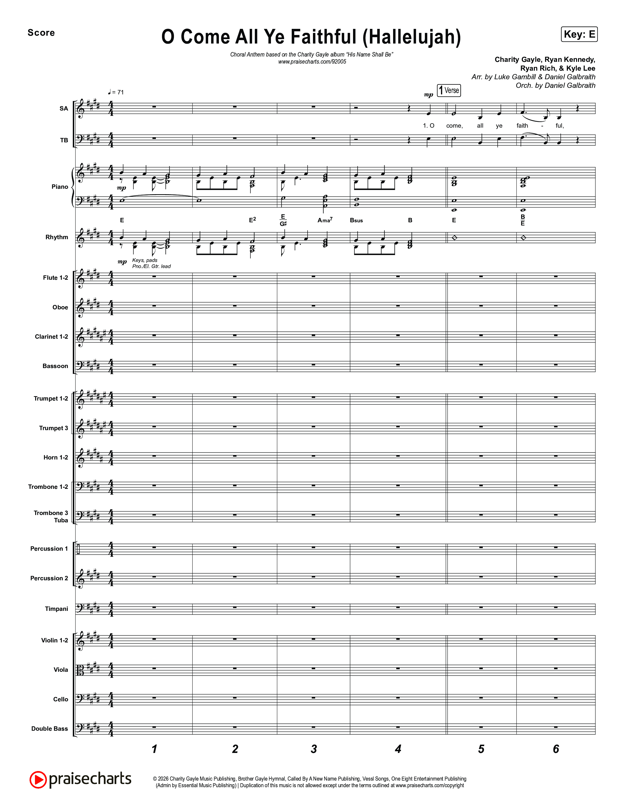 O Come All Ye Faithful (Hallelujah) (Choral Anthem SATB) Conductor's Score (Charity Gayle / Arr. Luke Gambill)
