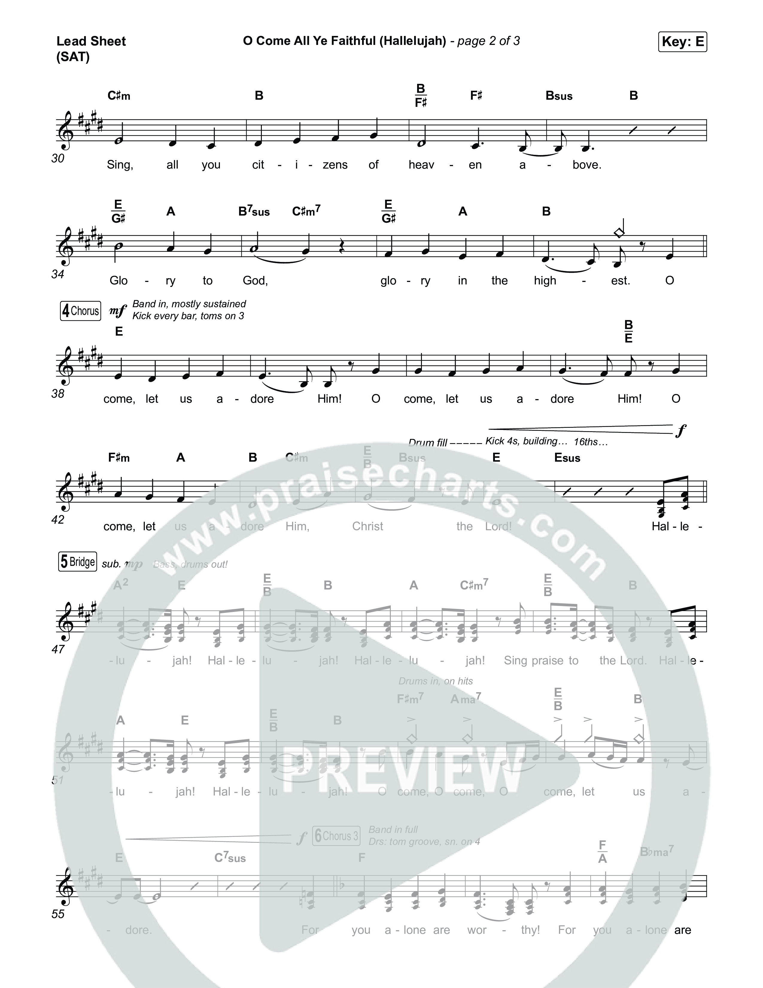 O Come All Ye Faithful (Hallelujah) (Choral Anthem SATB) Lead Sheet (SAT) (Charity Gayle / Arr. Luke Gambill)