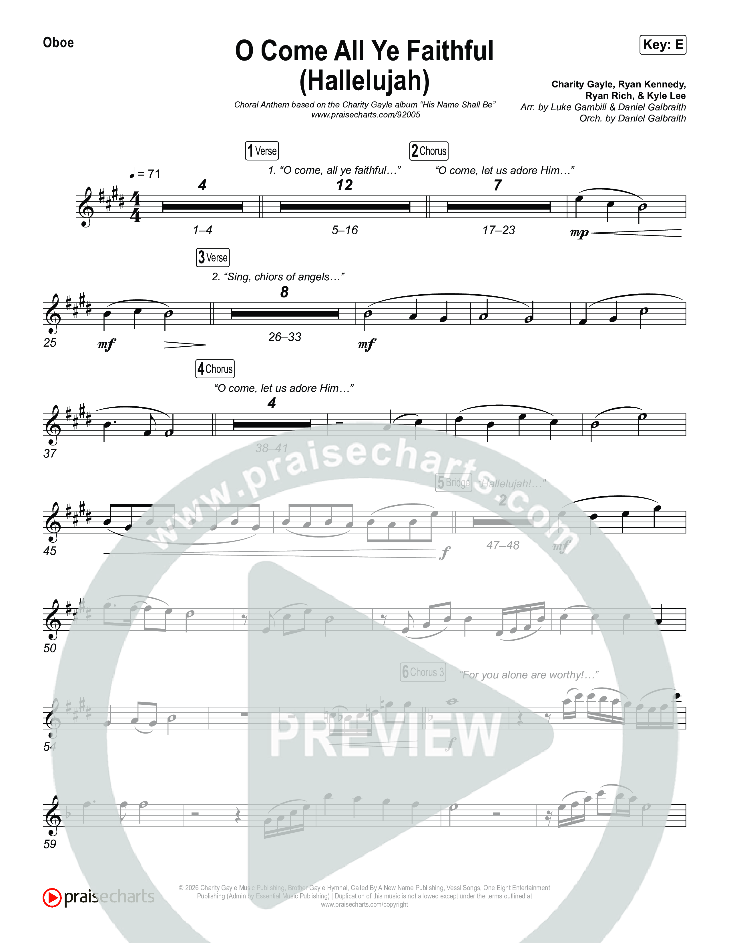 O Come All Ye Faithful (Hallelujah) (Choral Anthem SATB) Wind Pack (Charity Gayle / Arr. Luke Gambill)