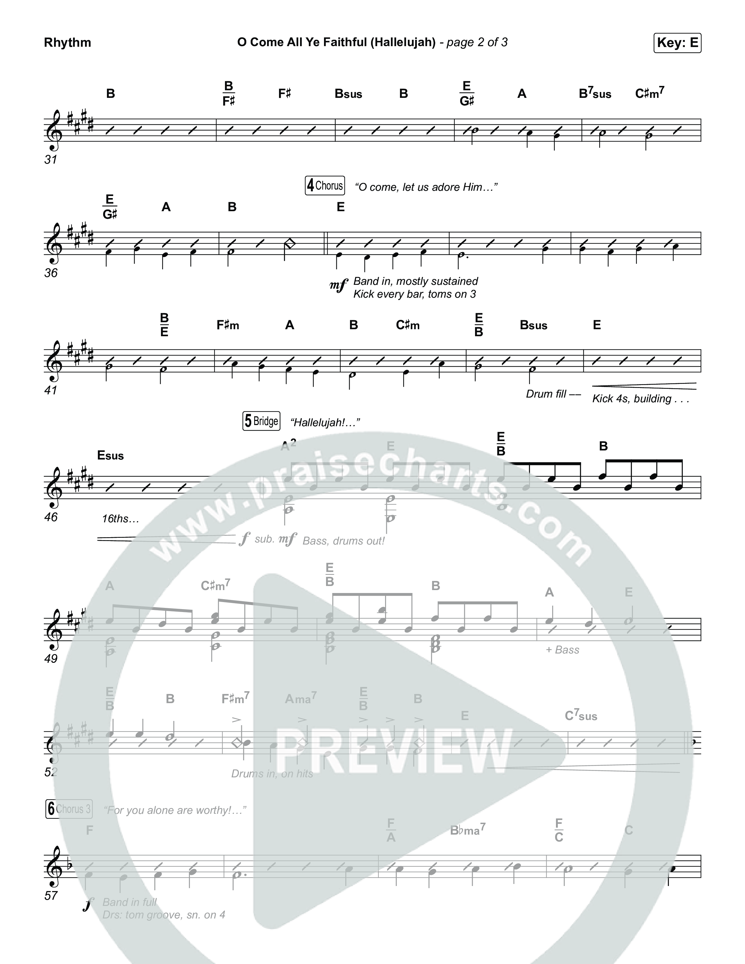 O Come All Ye Faithful (Hallelujah) (Choral Anthem SATB) Rhythm Chart (Charity Gayle / Arr. Luke Gambill)