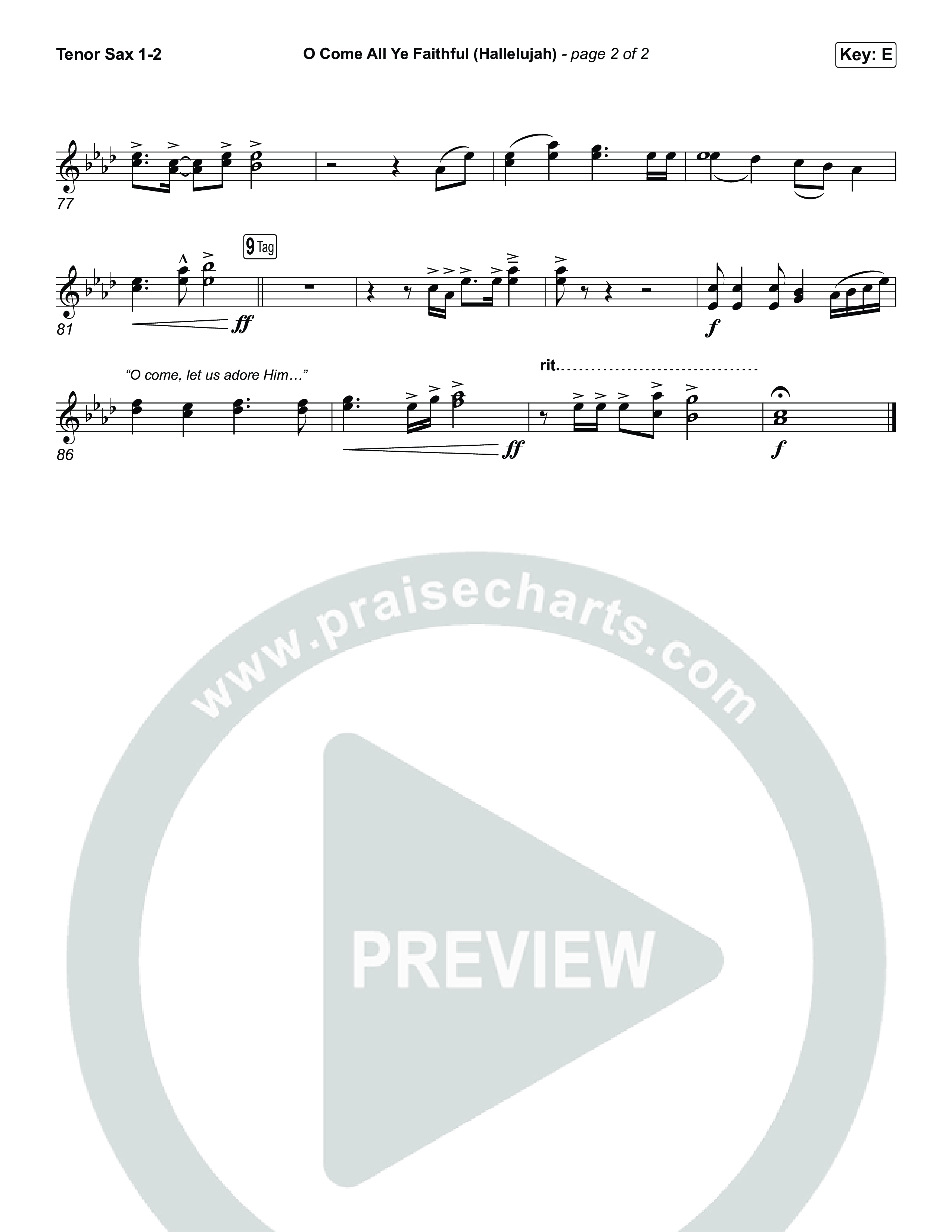 O Come All Ye Faithful (Hallelujah) (Choral Anthem SATB) Tenor Sax 1,2 (Charity Gayle / Arr. Luke Gambill)