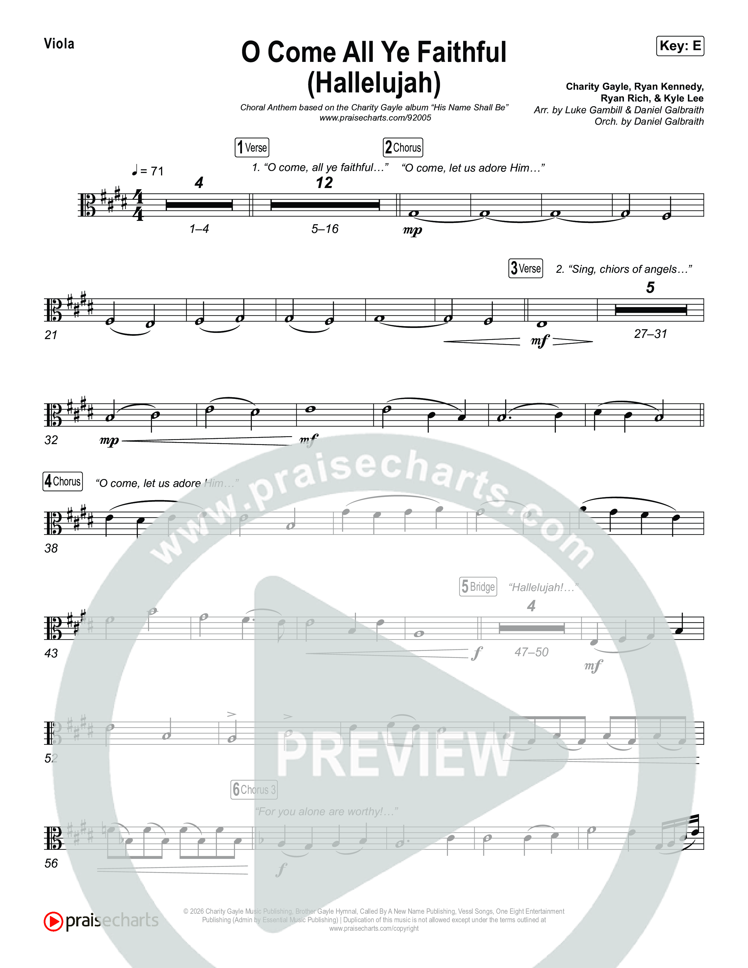 O Come All Ye Faithful (Hallelujah) (Choral Anthem SATB) String Pack (Charity Gayle / Arr. Luke Gambill)