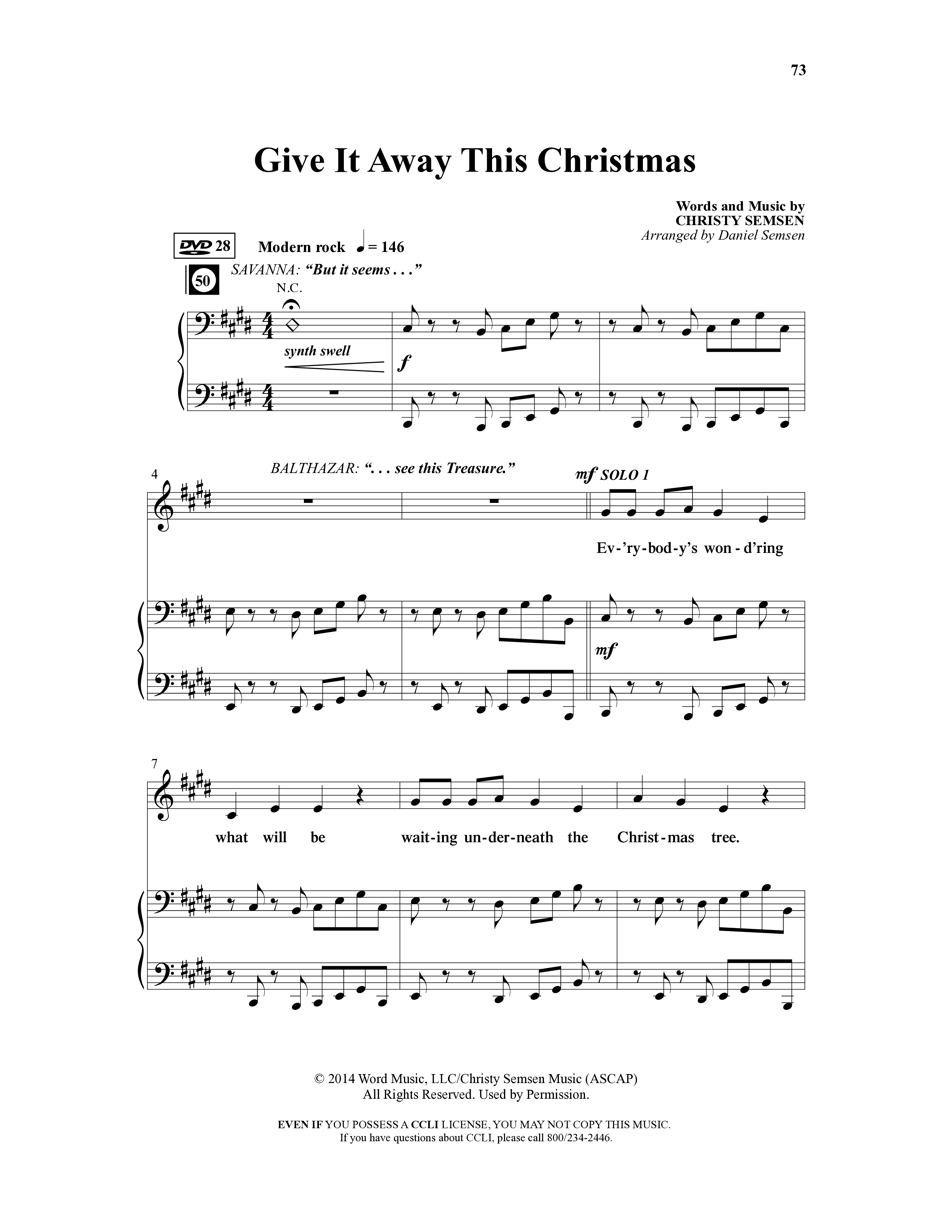 Isaiah Jones And Seekers Of The Lost Christmas Treasure (17 Song Choral Collection) Song 14 (Piano SATB) (WordKidz / Arr. Daniel Semsen)
