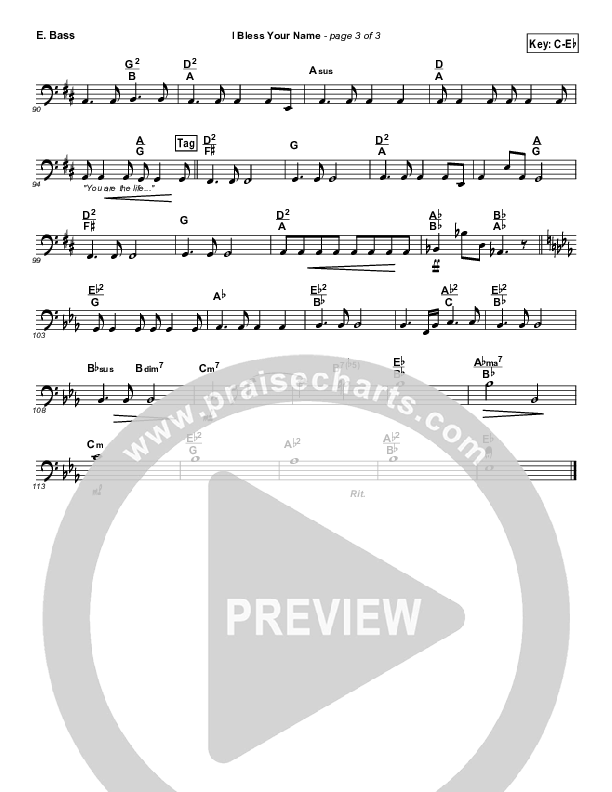 I Bless Your Name Bass Guitar (Songs of Brooklyn Tabernacle Choir (PraiseCharts Edition))