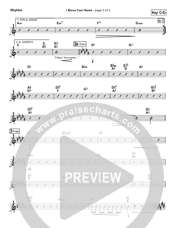 I Bless Your Name Rhythm Chart (Songs of Brooklyn Tabernacle Choir (PraiseCharts Edition))