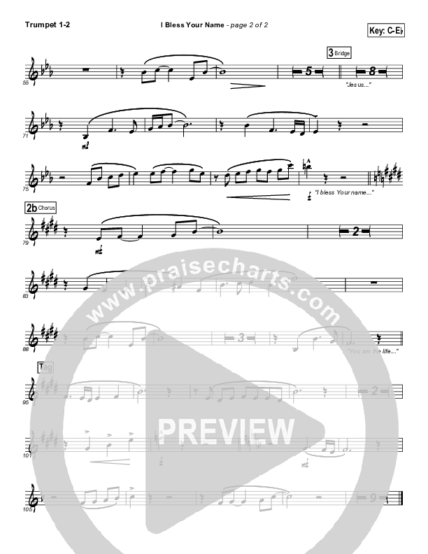 I Bless Your Name Trumpet 1,2 (Songs of Brooklyn Tabernacle Choir (PraiseCharts Edition))
