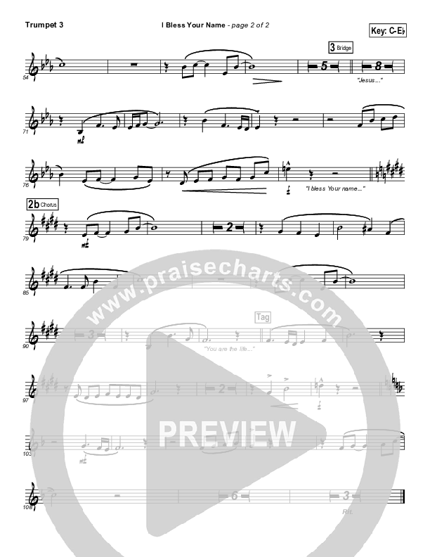 I Bless Your Name Trumpet 3 (Songs of Brooklyn Tabernacle Choir (PraiseCharts Edition))