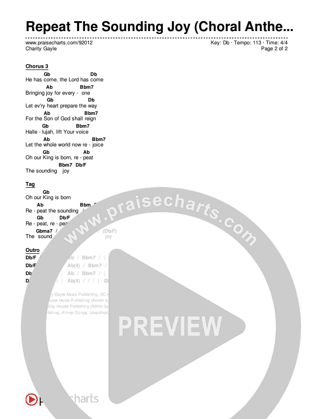 Repeat The Sounding Joy (Choral Anthem SATB) Chords & Lyrics (Charity Gayle / Arr. Luke Gambill)