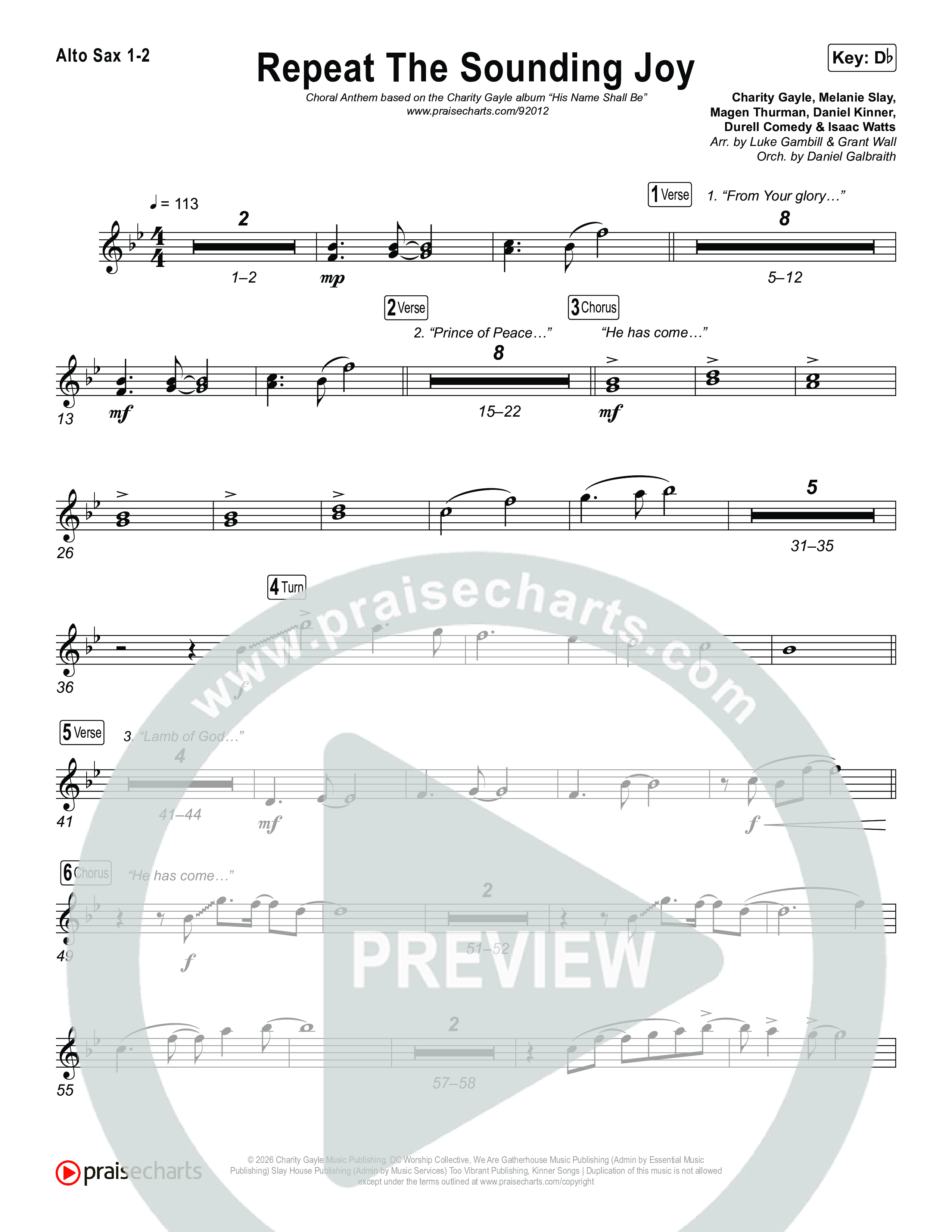 Repeat The Sounding Joy (Choral Anthem SATB) Sax Pack (Charity Gayle / Arr. Luke Gambill)