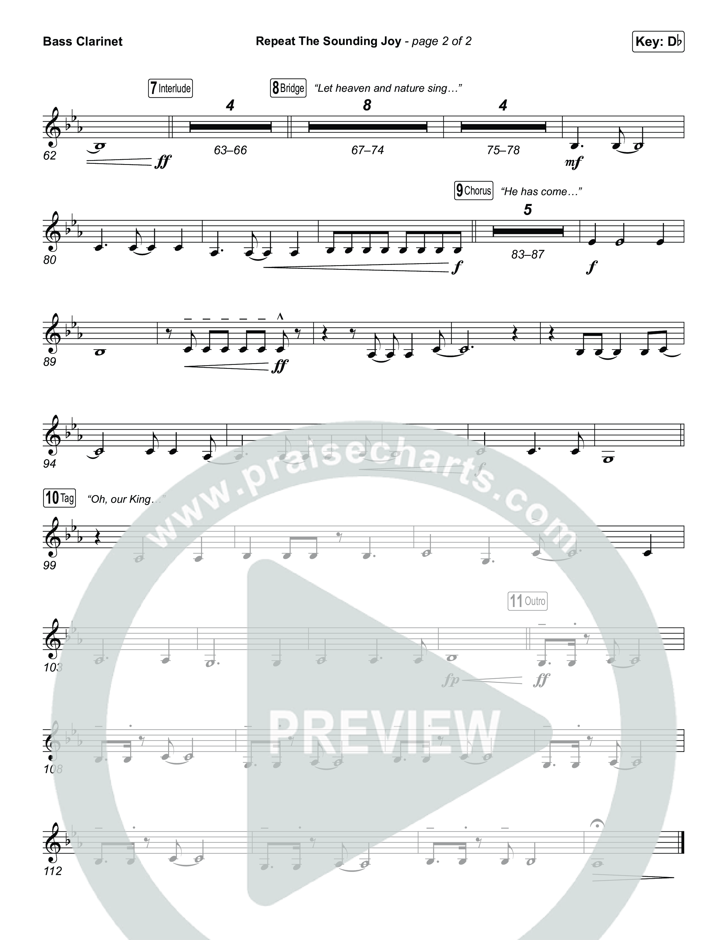 Repeat The Sounding Joy (Choral Anthem SATB) Bass Clarinet (Charity Gayle / Arr. Luke Gambill)