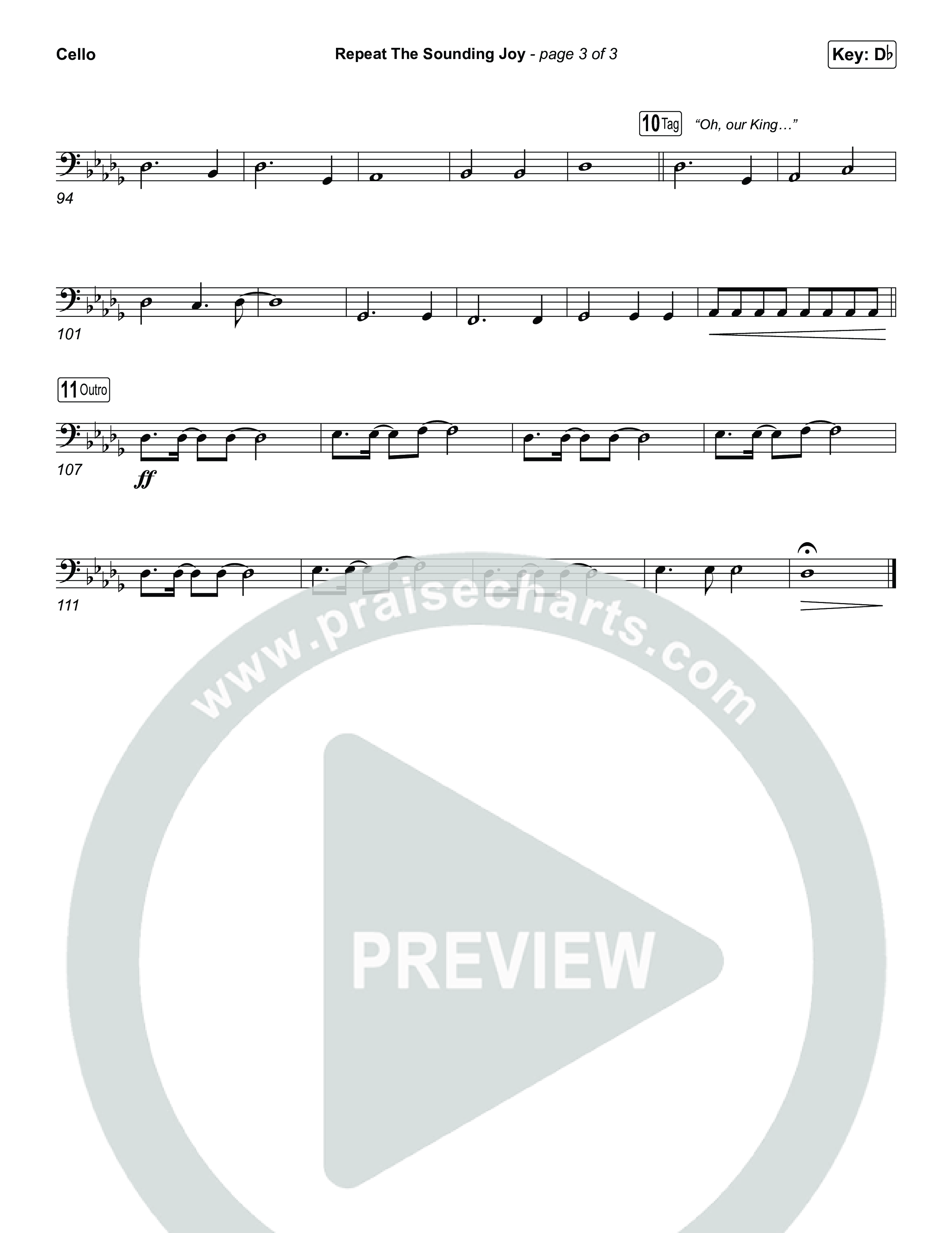 Repeat The Sounding Joy (Choral Anthem SATB) Cello (Charity Gayle / Arr. Luke Gambill)