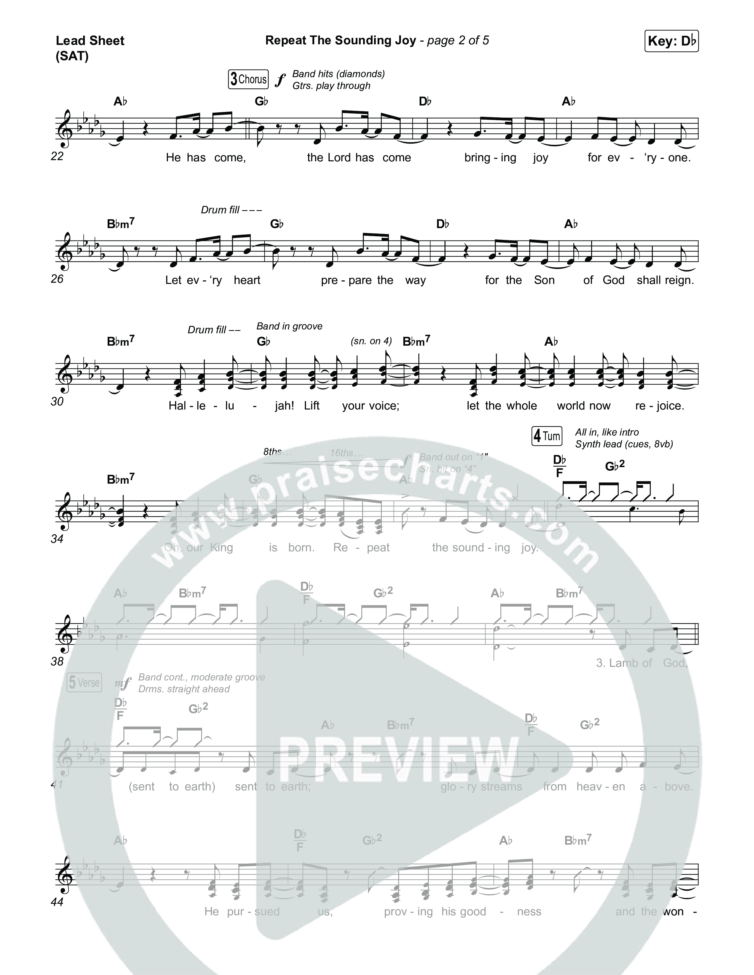 Repeat The Sounding Joy (Choral Anthem SATB) Lead Sheet (SAT) (Charity Gayle / Arr. Luke Gambill)
