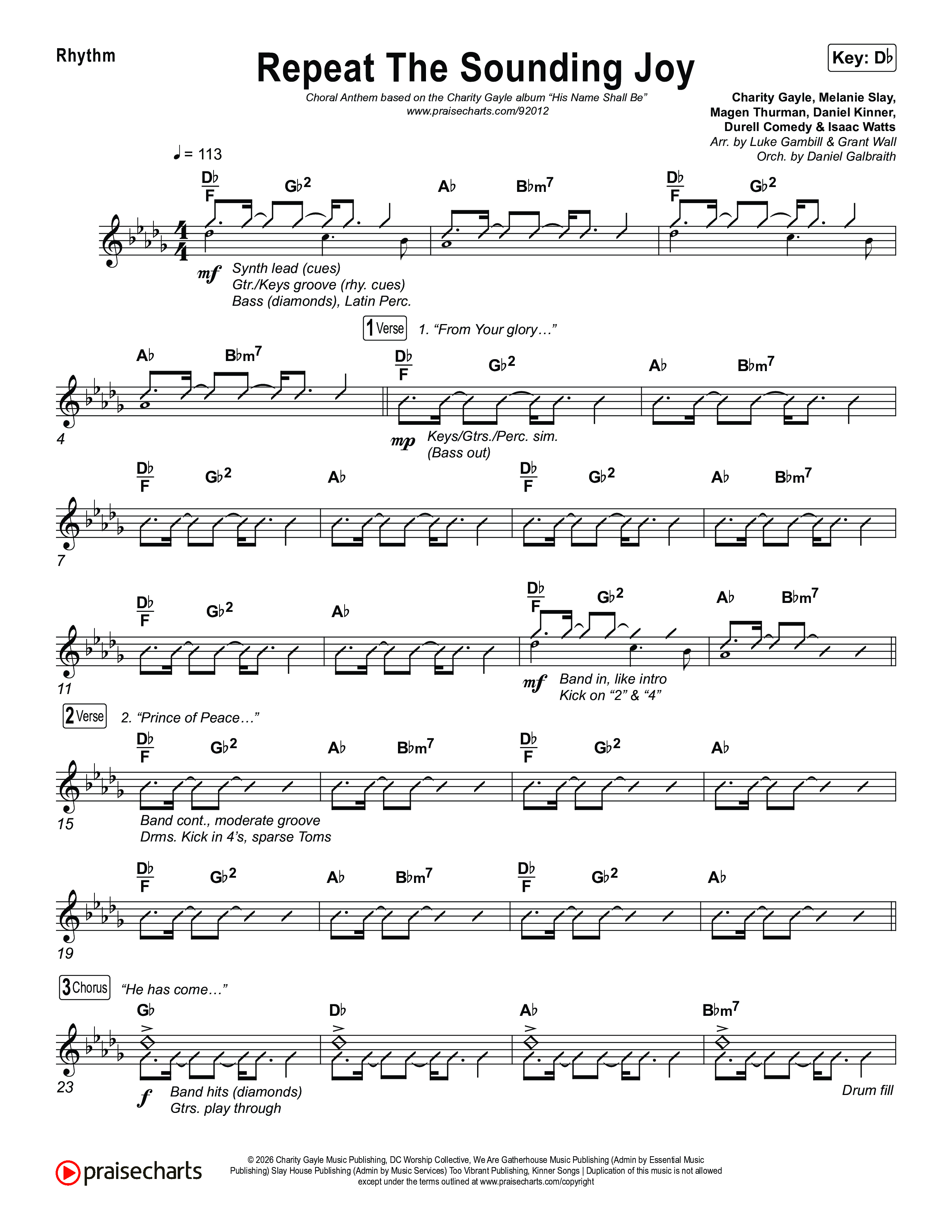 Repeat The Sounding Joy (Choral Anthem SATB) Rhythm Pack (Charity Gayle / Arr. Luke Gambill)