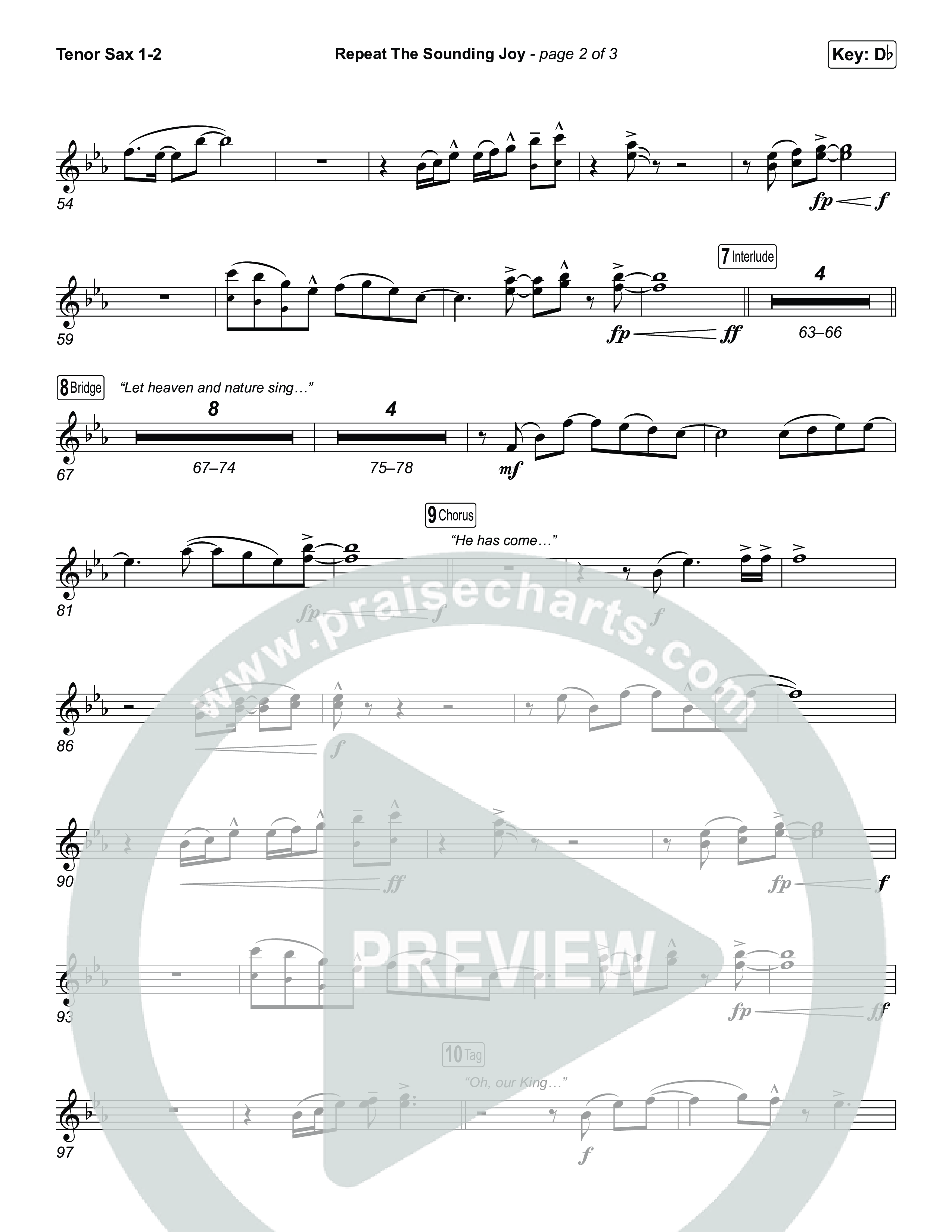 Repeat The Sounding Joy (Choral Anthem SATB) Tenor Sax 1,2 (Charity Gayle / Arr. Luke Gambill)