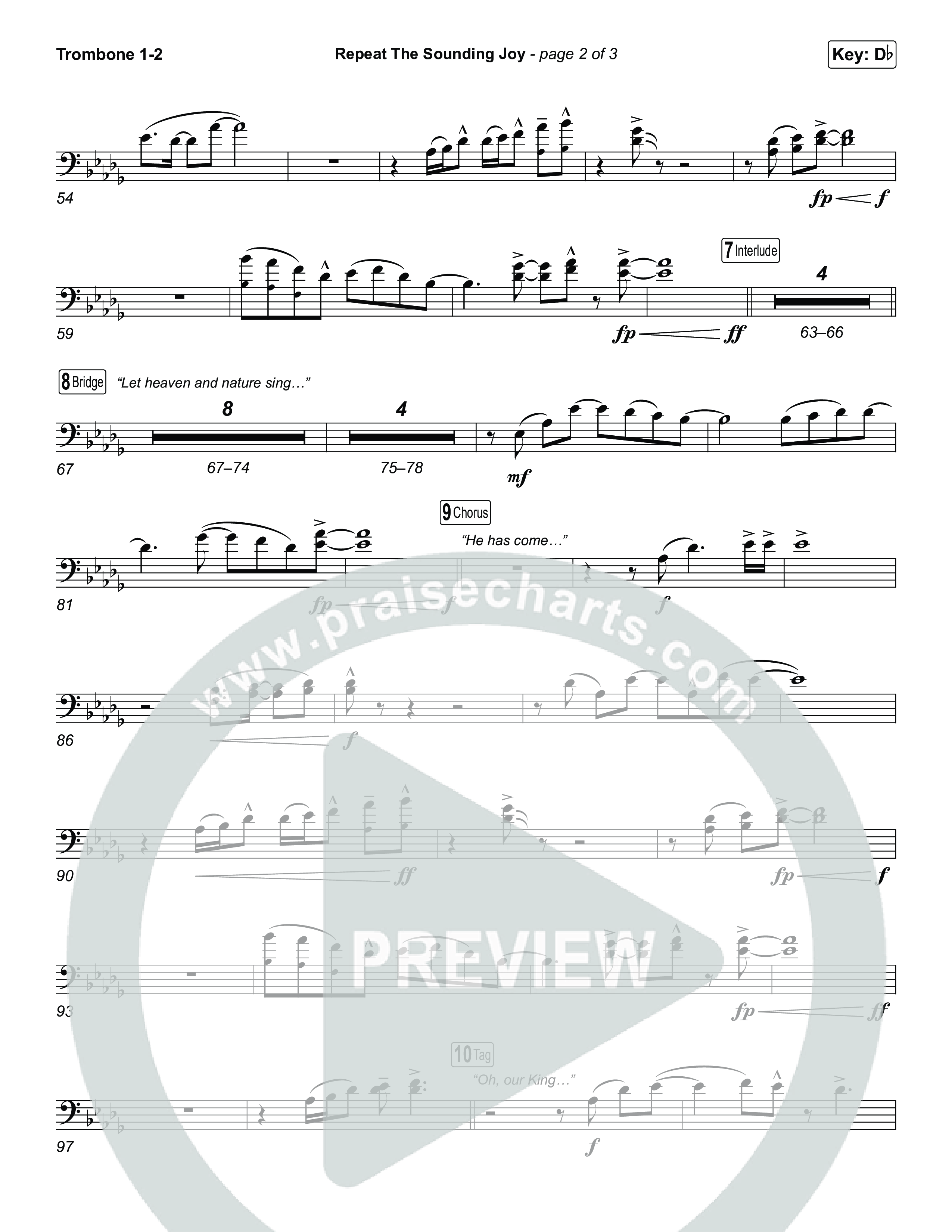 Repeat The Sounding Joy (Choral Anthem SATB) Trombone 1,2 (Charity Gayle / Arr. Luke Gambill)