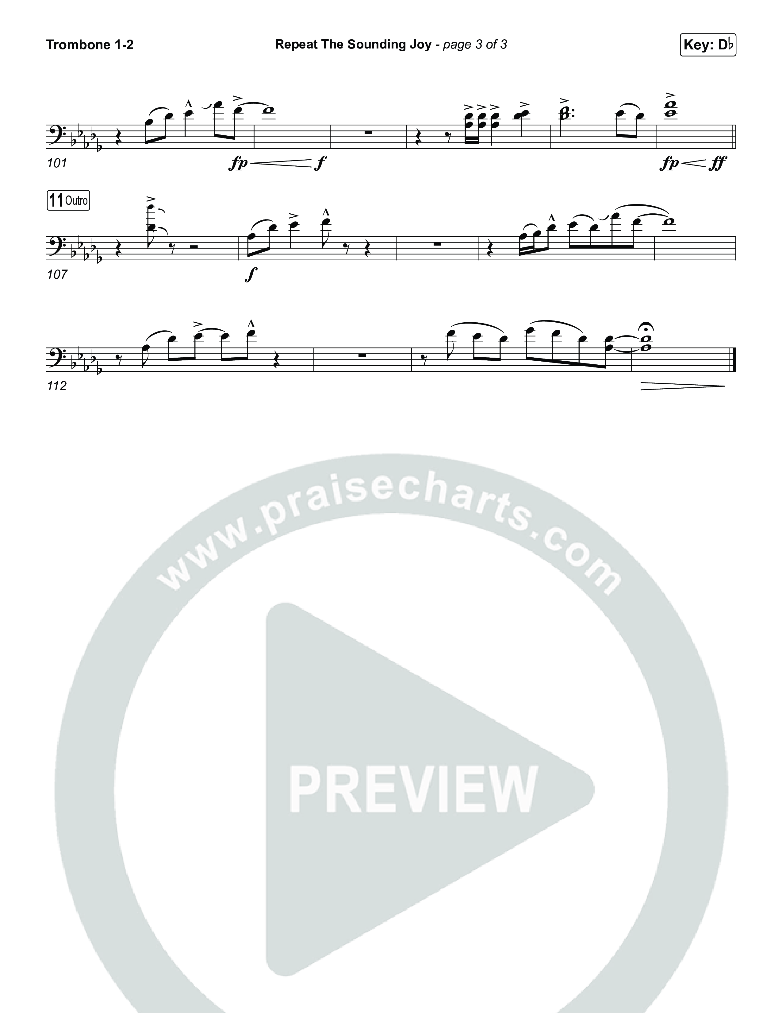 Repeat The Sounding Joy (Choral Anthem SATB) Trombone 1,2 (Charity Gayle / Arr. Luke Gambill)
