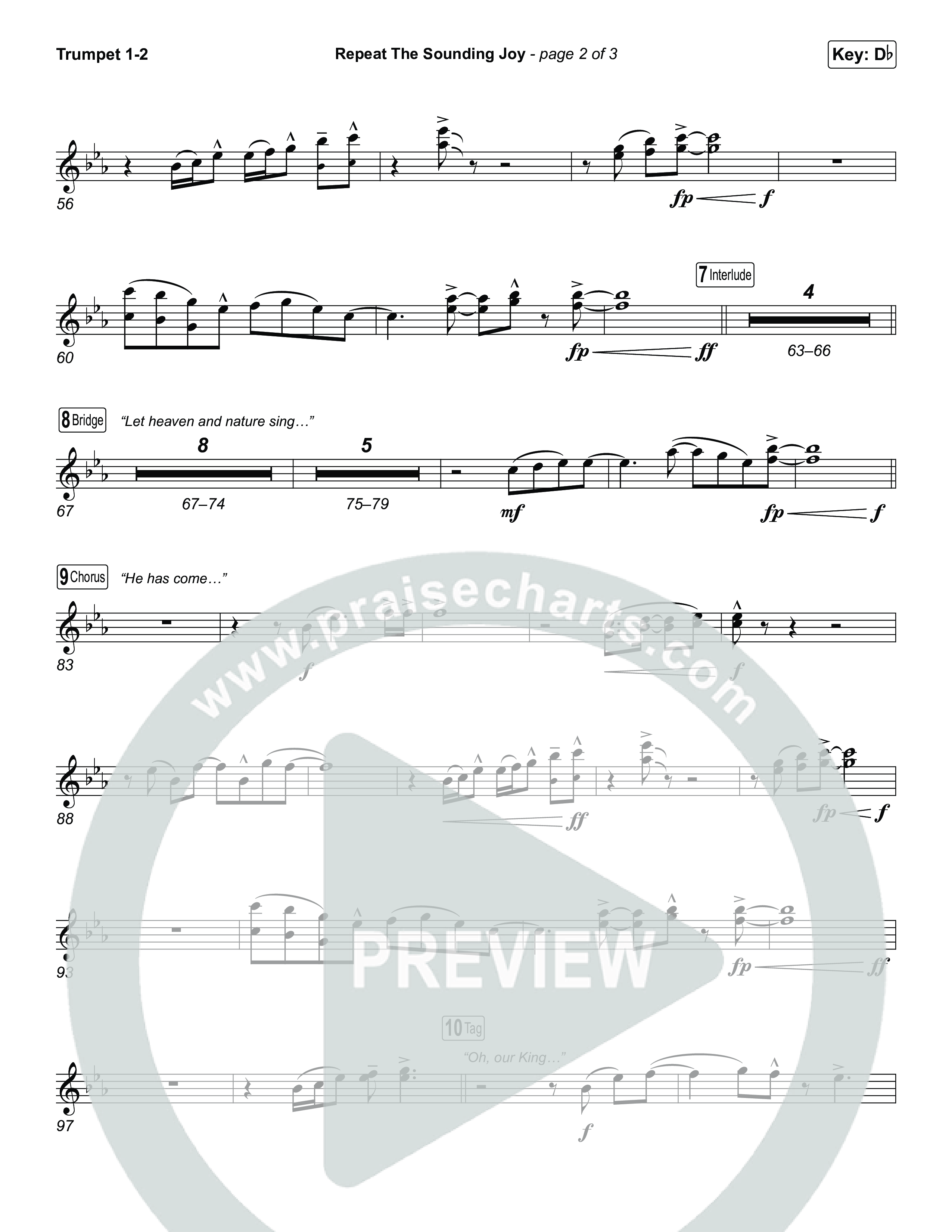 Repeat The Sounding Joy (Choral Anthem SATB) Trumpet 1,2 (Charity Gayle / Arr. Luke Gambill)