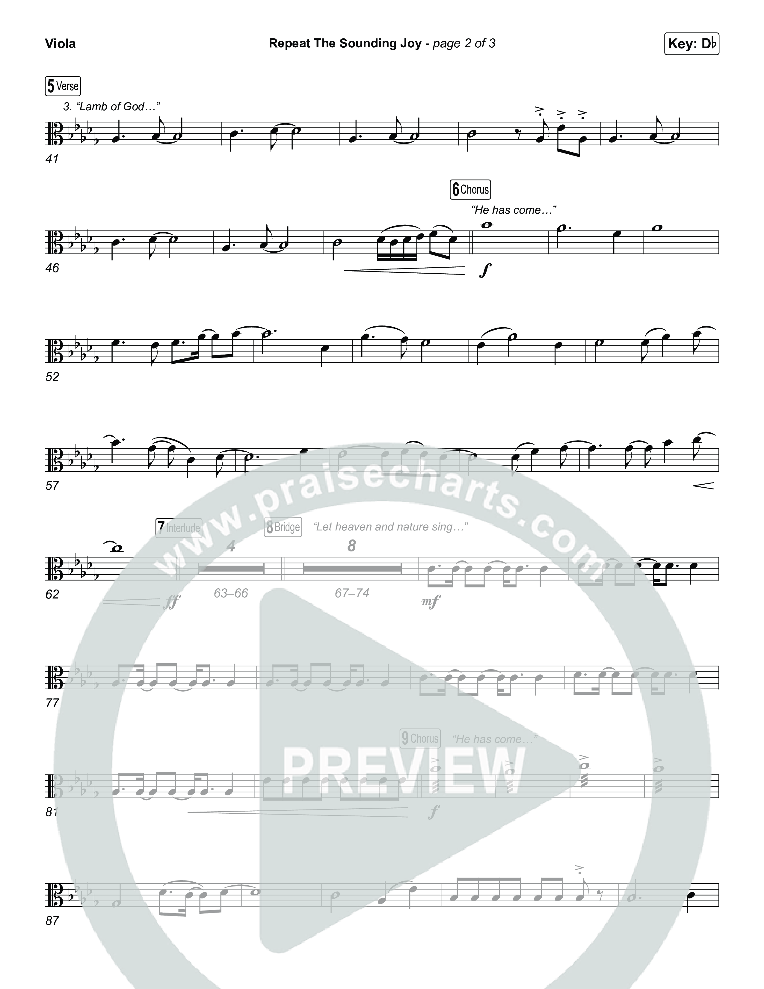 Repeat The Sounding Joy (Choral Anthem SATB) Viola (Charity Gayle / Arr. Luke Gambill)