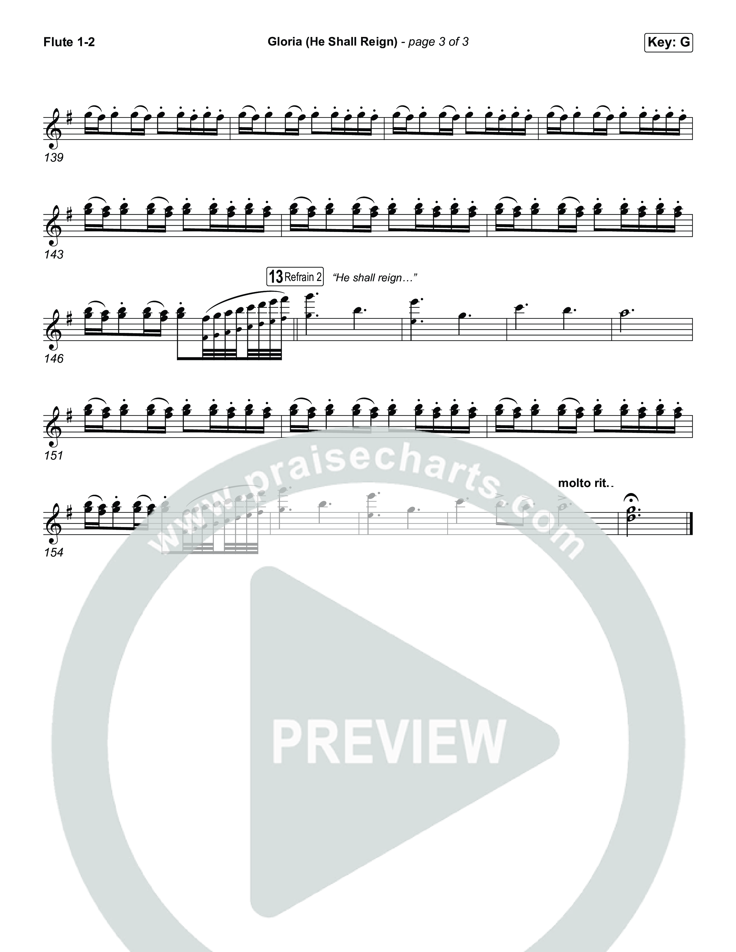 Gloria (He Shall Reign) (Choral Anthem SATB) Flute 1,2 (Charity Gayle / Arr. Luke Gambill)