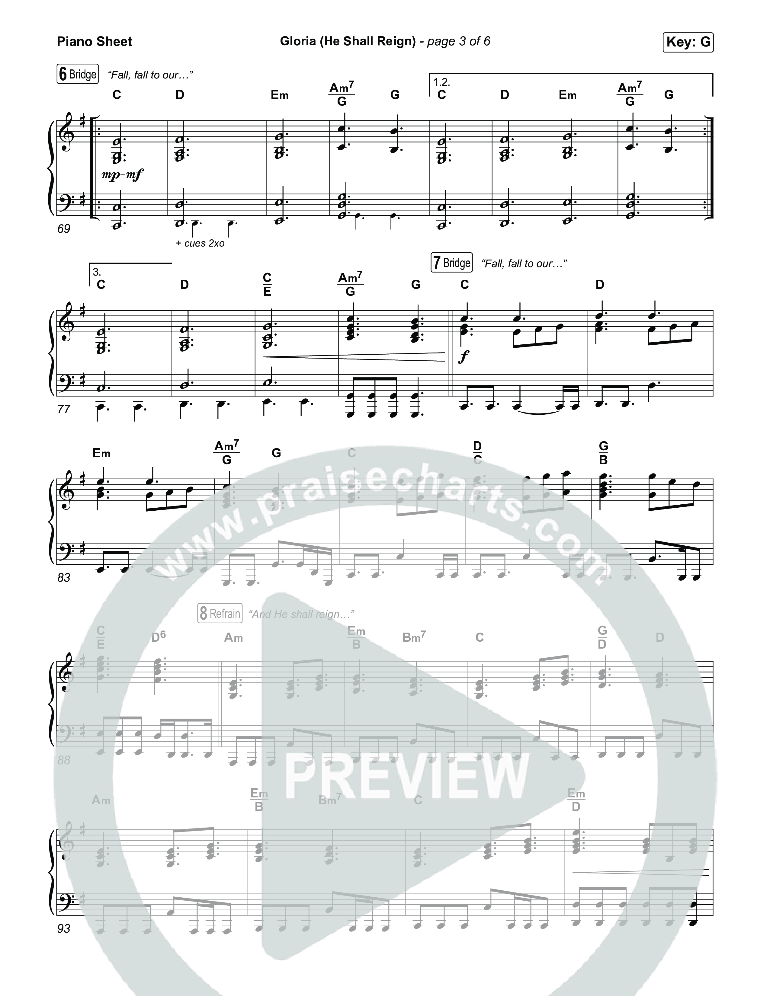 Gloria (He Shall Reign) (Choral Anthem SATB) Piano Sheet (Charity Gayle / Arr. Luke Gambill)